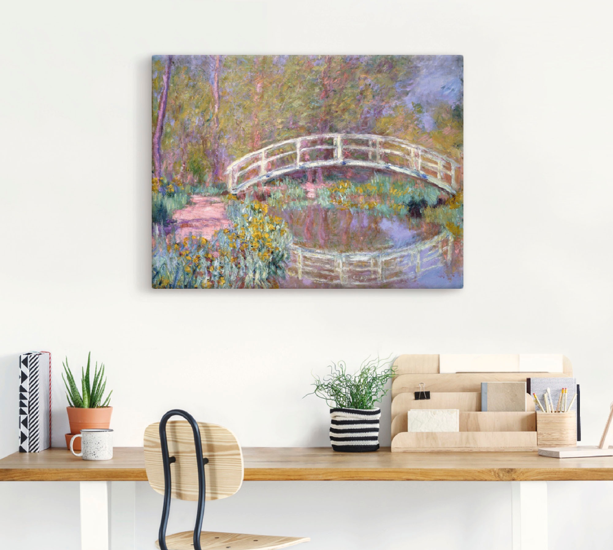 Artland Leinwandbild "Brücke in Monets Garten" Gewässer 1 Stk. tlg. auf Hol günstig online kaufen