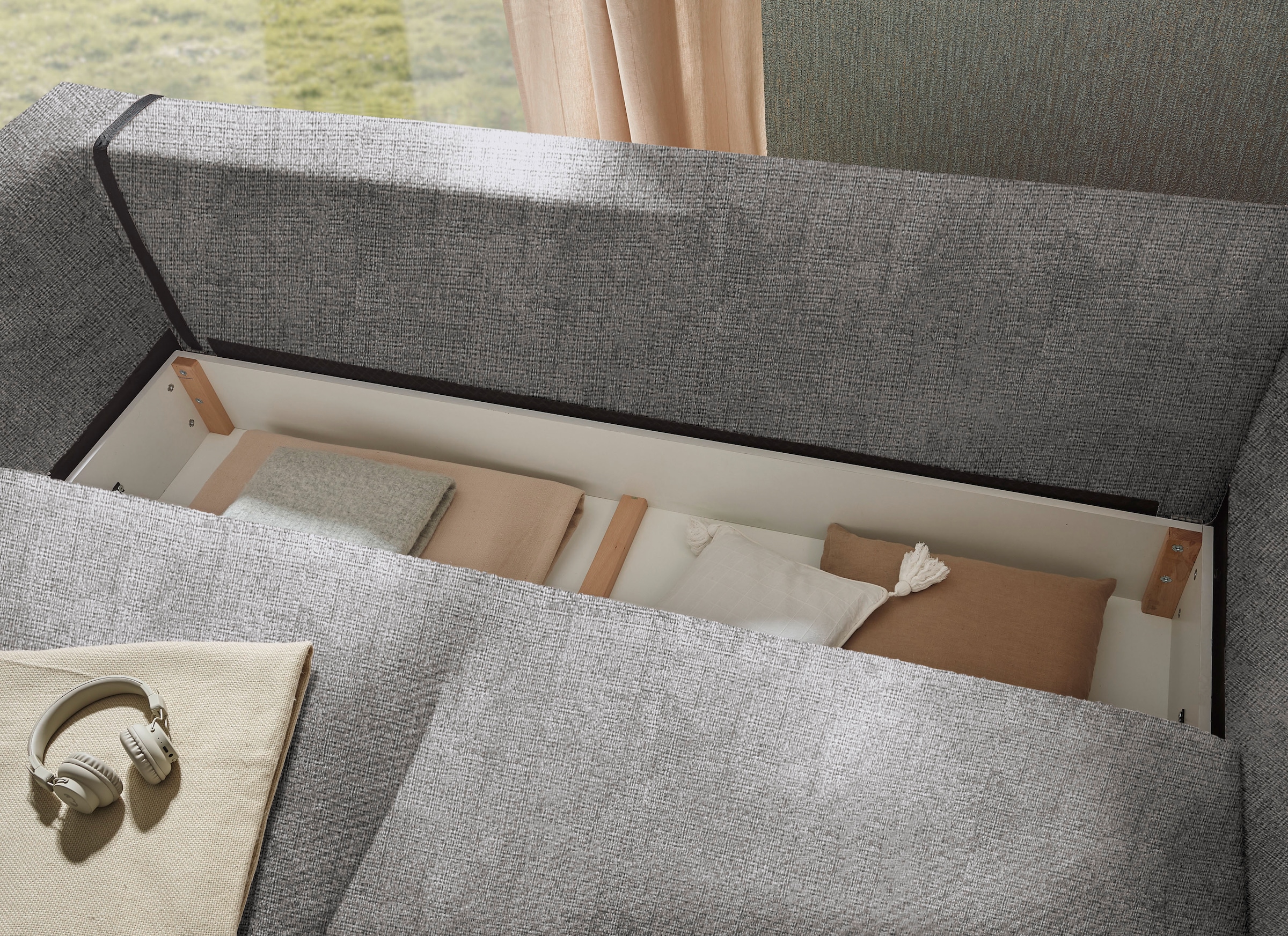 ED EXCITING DESIGN Schlafsofa »Stanley«, mit Bettkasten & 2 Zierkissen