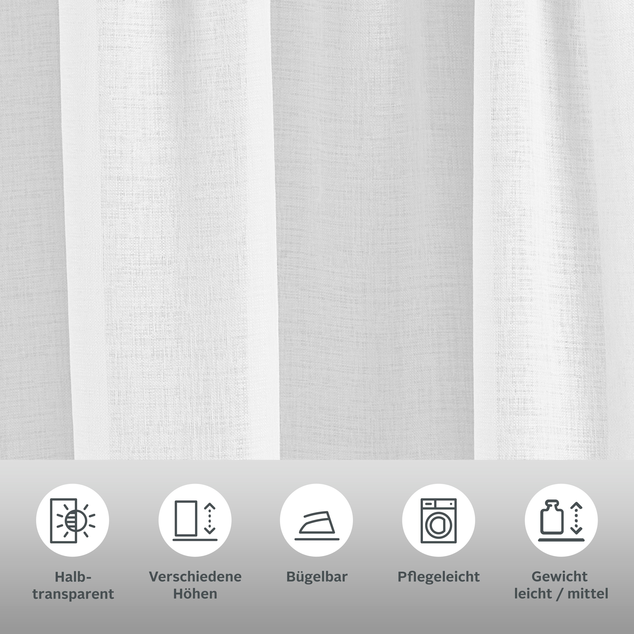 Thumbnail - my home Gardine "TENDER" Kräuselband 1 Stk. tlg. Leinen Optik mit Struktur, monochrom, Bestseller