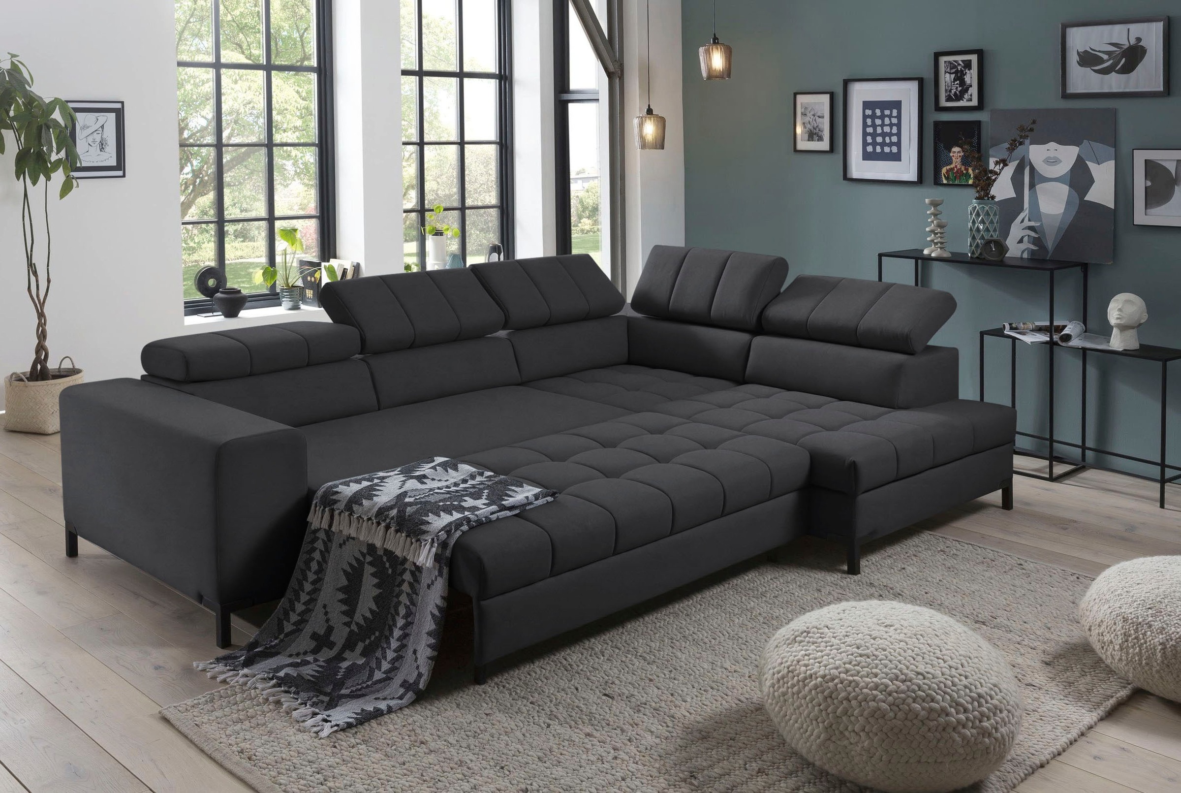 exxpo - sofa fashion Ecksofa »Bocco, hochwertige Verarbeitung, toller Sitzkomfort, bequem, L-Form«, wahlweise mit Bettfunktion u. Bettkasten, inkl. Kopfteilverstellung