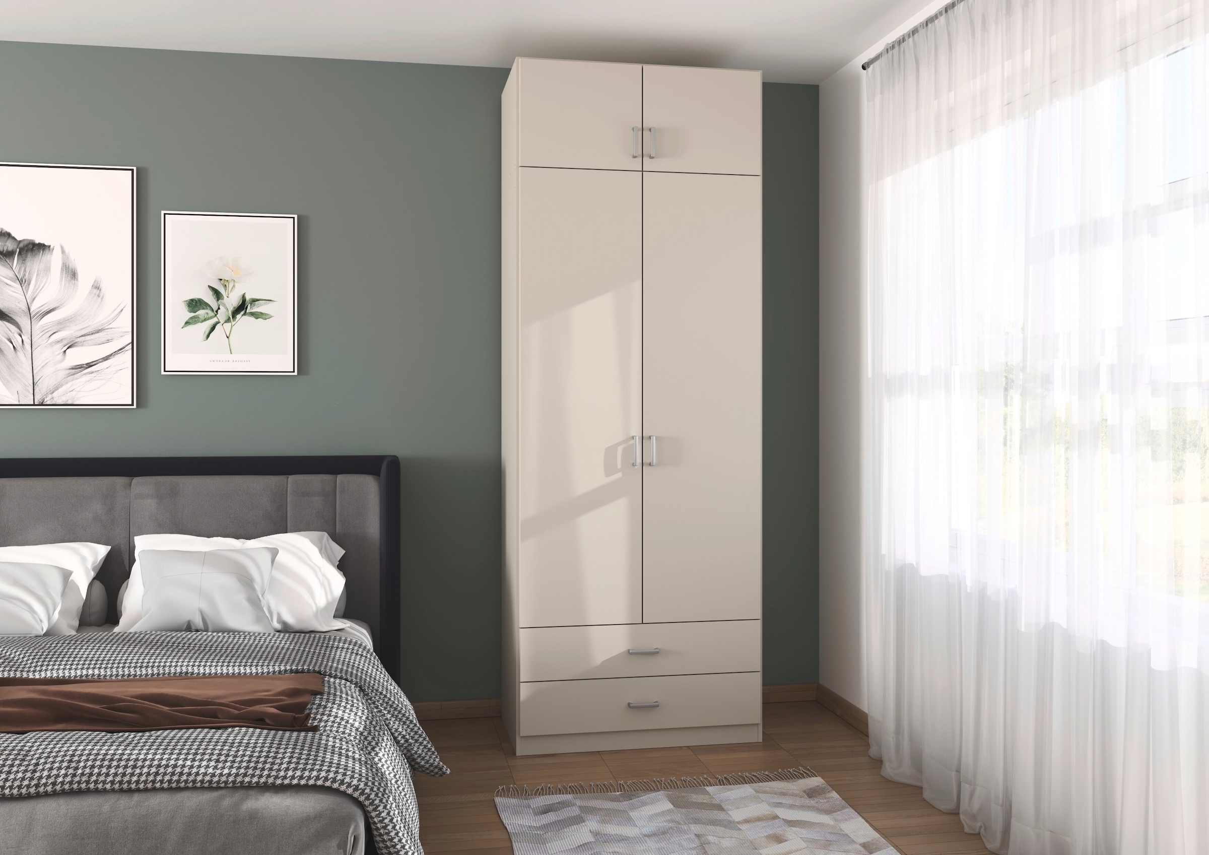 rauch Kleiderschrank »Schrank Garderobe Wäscheschrank GAMMA in 4 Breiten 91-226 cm« 3 verschiedene Ausstattungen BASIC/CLASSIC/PREMIUM (inkl. SOFT-CLOSE),  mit Schubladen und Schrankaufsatz, schlichtes Design MADE IN GERMANY