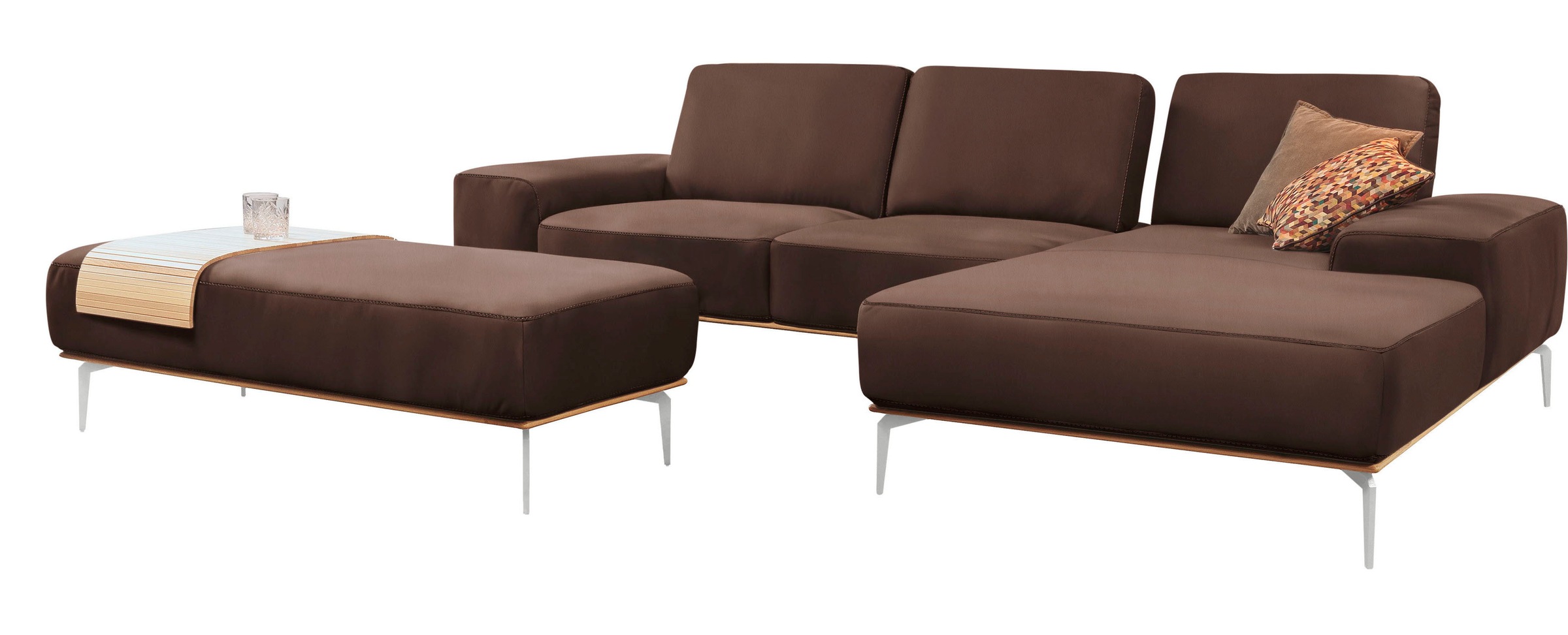 Thumbnail - W.SCHILLIG Ecksofa "run, Designsofa mit tollem Sitzkomfort, bequem, L-Form", mit elegantem Holzsockel, Füße in Chrom glä...