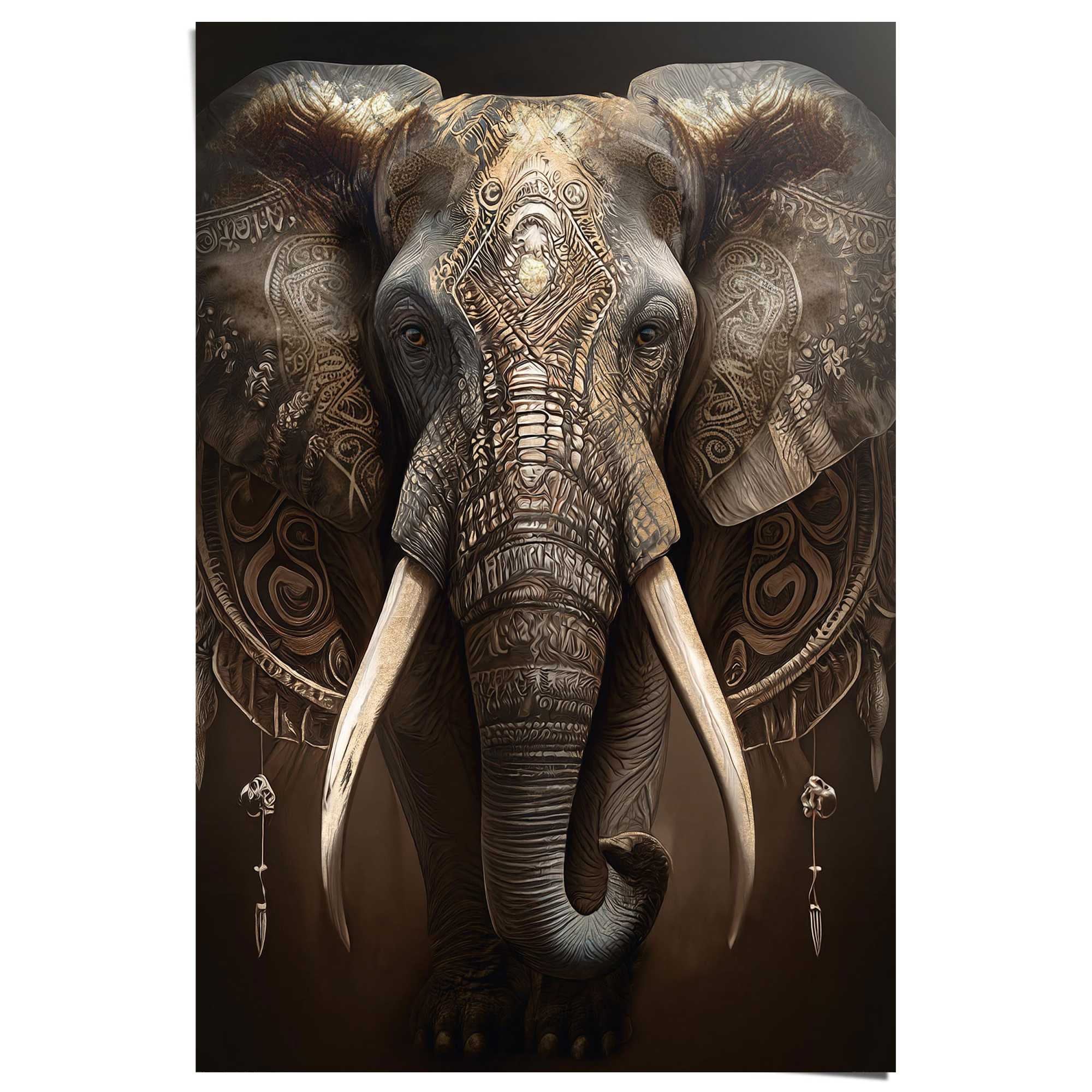 Reinders Poster "Dekorierter Elefant", Wohnzimmer - Braun - 150 gr. Papier günstig online kaufen