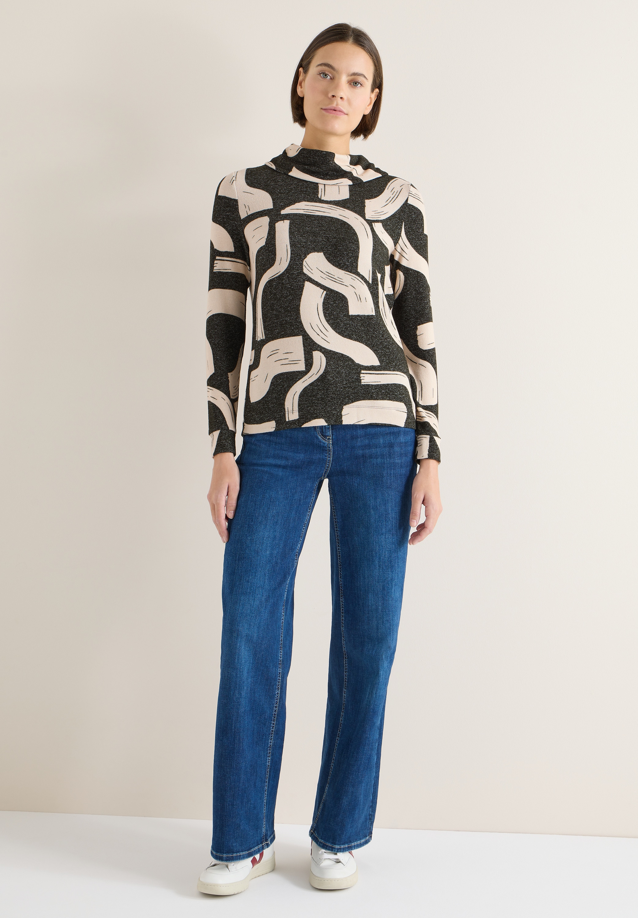 Cecil Langarmshirt im Melange Look