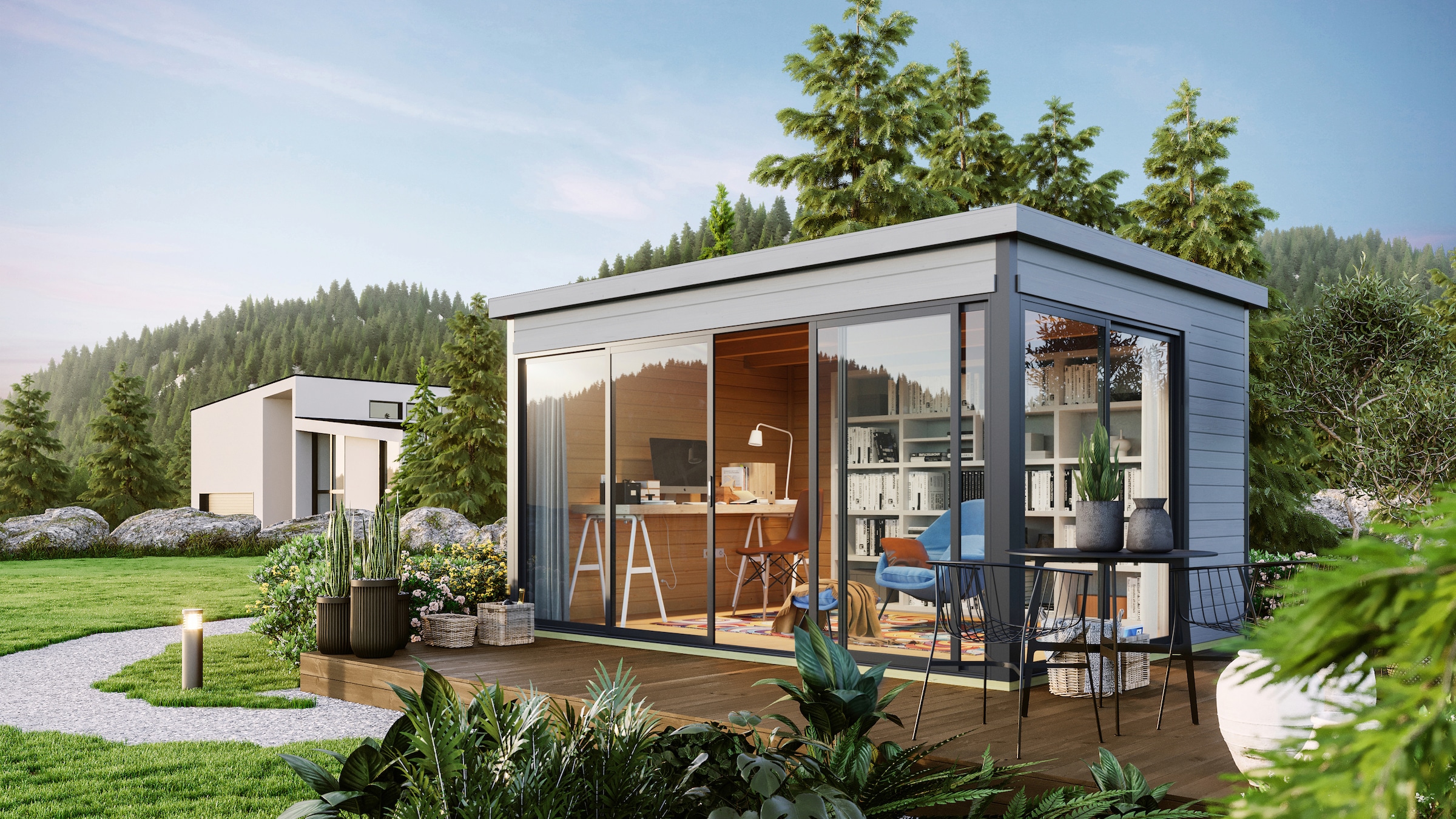 LASITA MAJA Gartenhaus »DOMEO 4 LICHTGRAU/ANTHRAZIT« Fundamentmass 4180 x 3219 , Lichtgrau