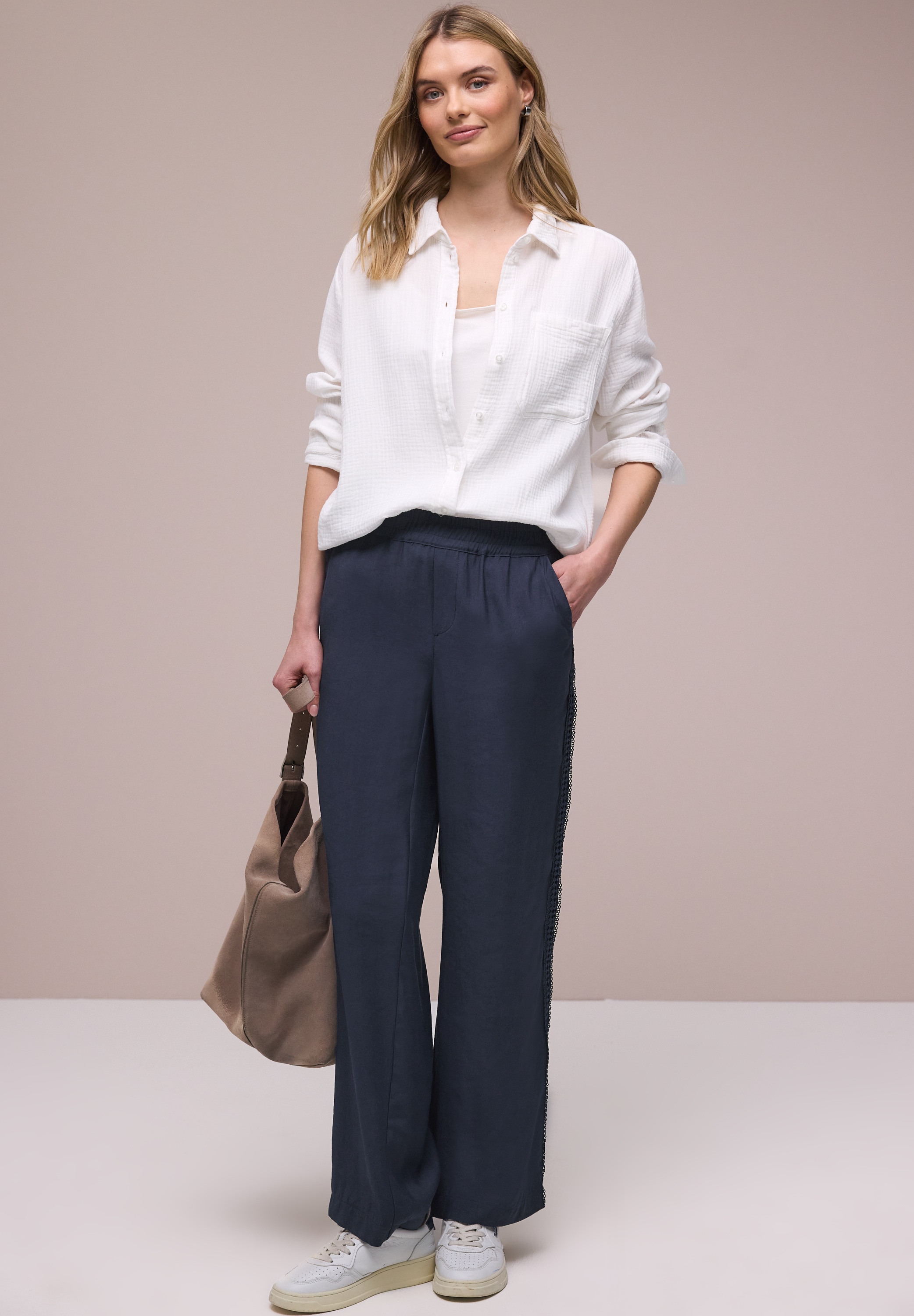 STREET ONE Webhose »Style Emee«  Wide Leg Hose mit Crochet Tape