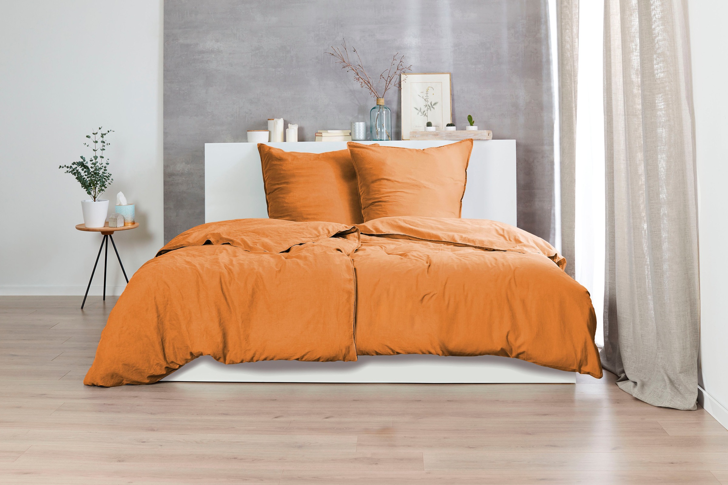 Primera Bettwäsche »Stone-Washed«, im feinen Knitterlook, Renforcé Qualität aus 100% Baumwolle, mit Reißverschluss, pflegeleicht, STANDARD 100 by OEKO-TEX® zertifiziert