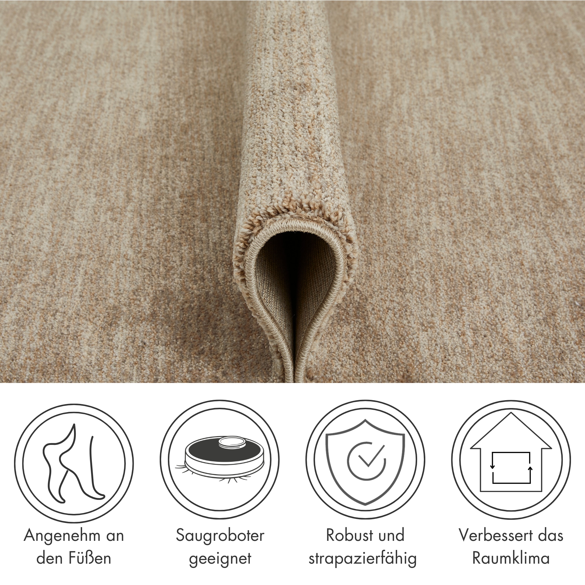 LUXOR living Teppich »Vilnius«, rechteckig, 13 mm Höhe, melierte Optik, weicher Flor, mit Fransen, Wohnzimmer