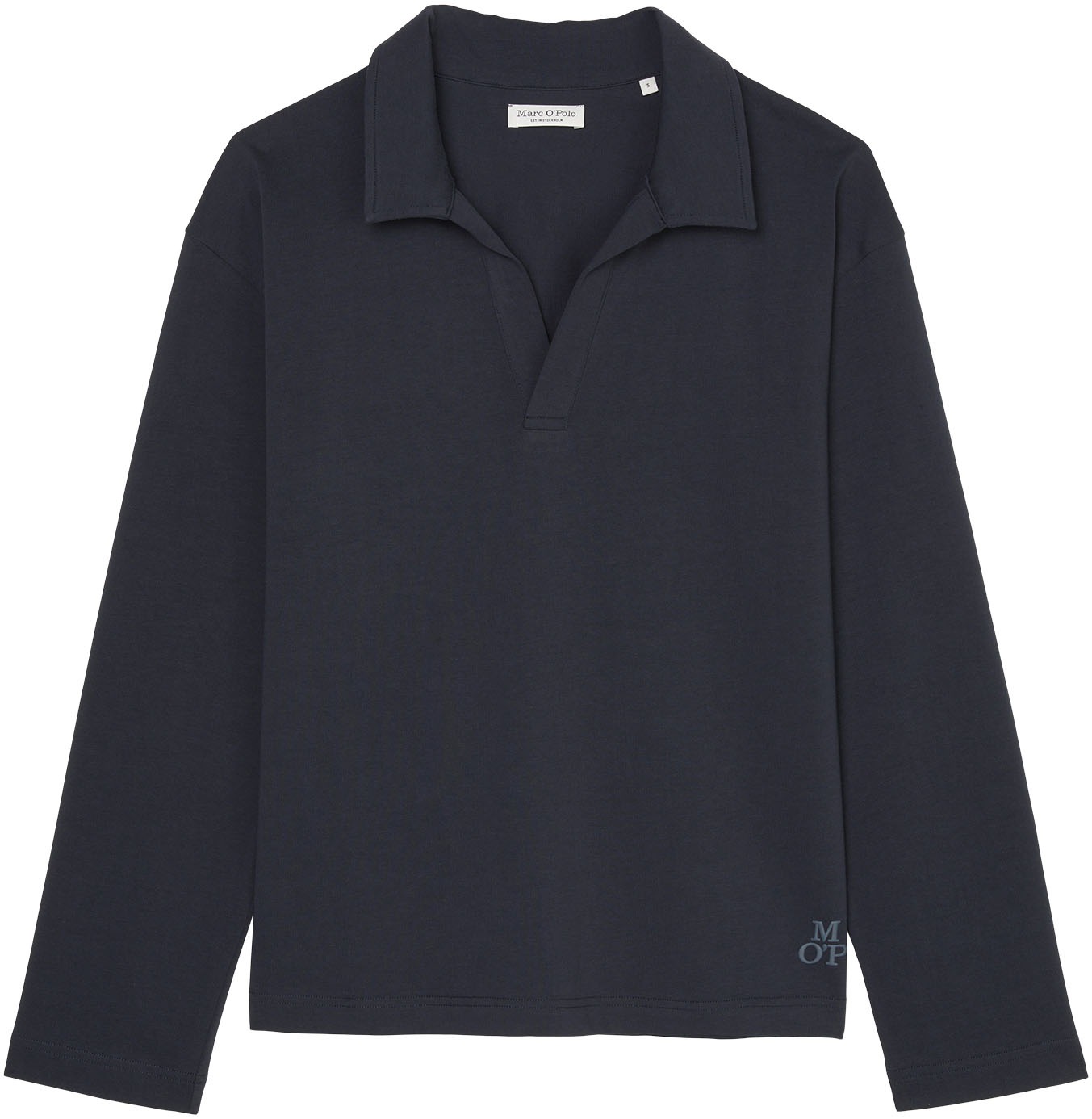 Marc OPolo Langarm-Poloshirt "Heavy Jersey-Woven" V-Ausschnitt, Langarm günstig online kaufen