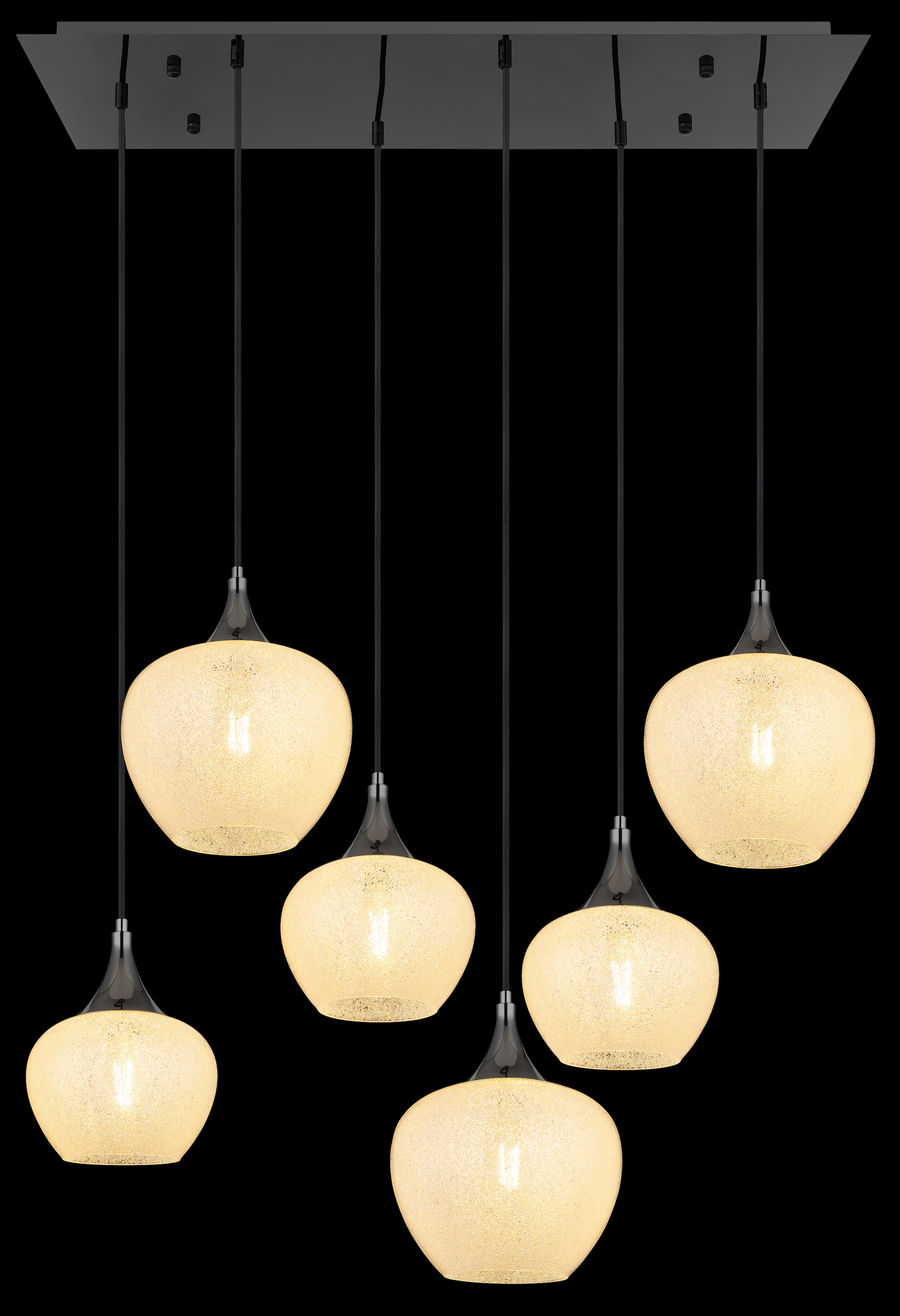 GLOBO LIGHTING Hängeleuchte »MAXY«, Leuchtmittel E27 | ohne Leuchtmittel, Hängelampe/Pendelleuchte/schwarz-chrom/Glas klar/Acrylkristalle