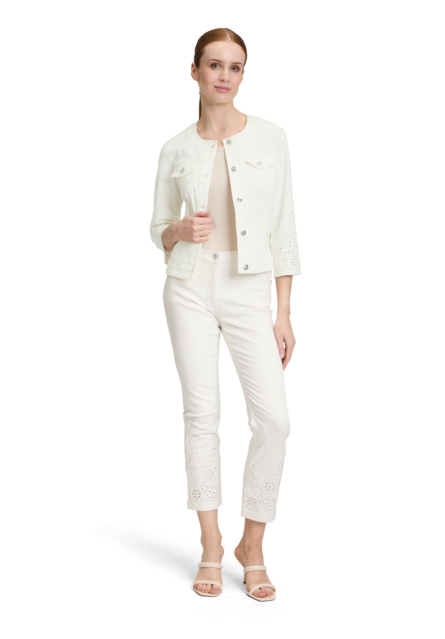 Betty Barclay Jackenblazer »Betty Barclay Jeansjacke mit 3/4 Arm«, Lochstickerei