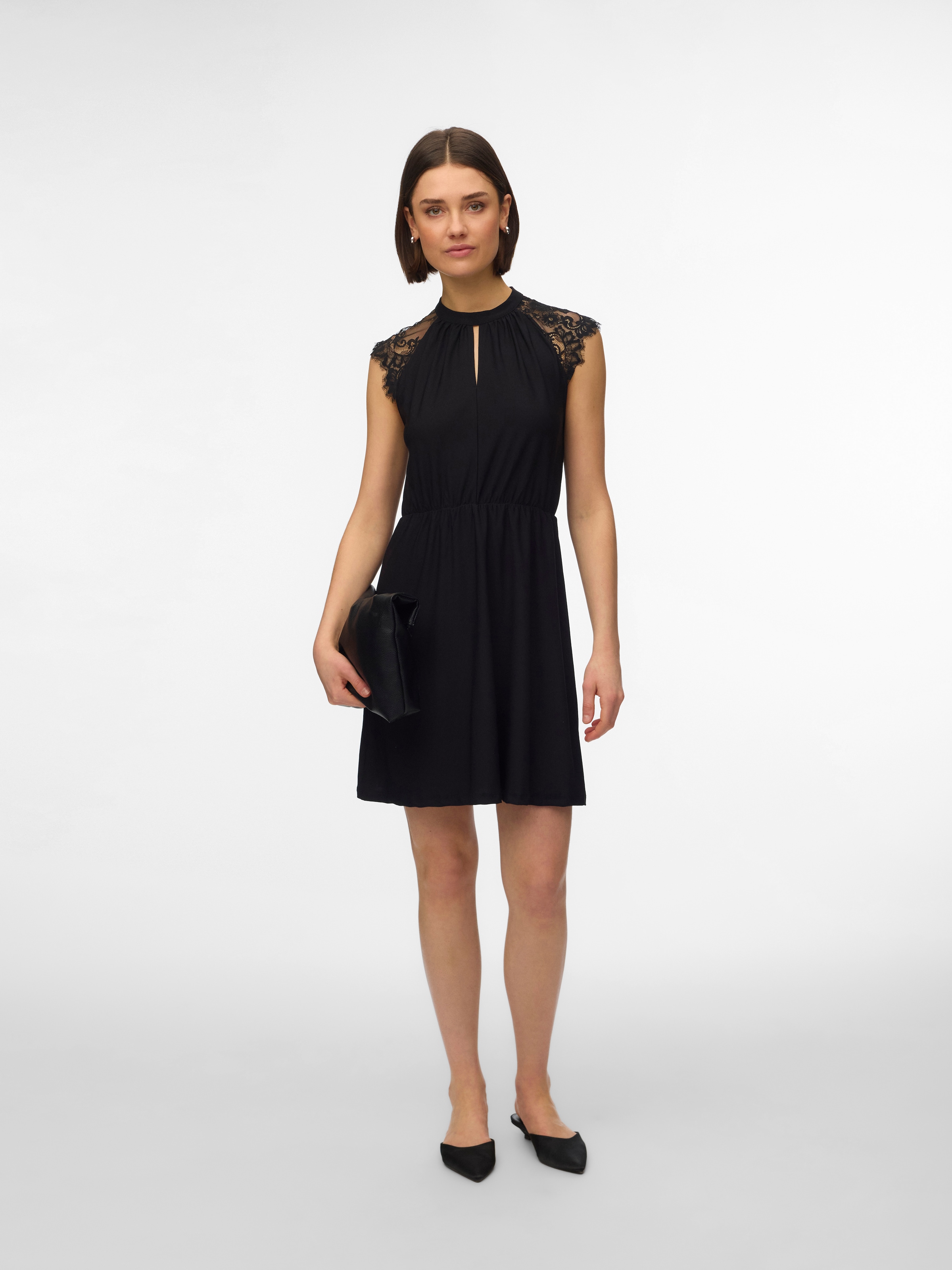 Vero Moda Minikleid »VMMILLA SL SHORT LACE DRESS NOOS« Materialmix, Spitze