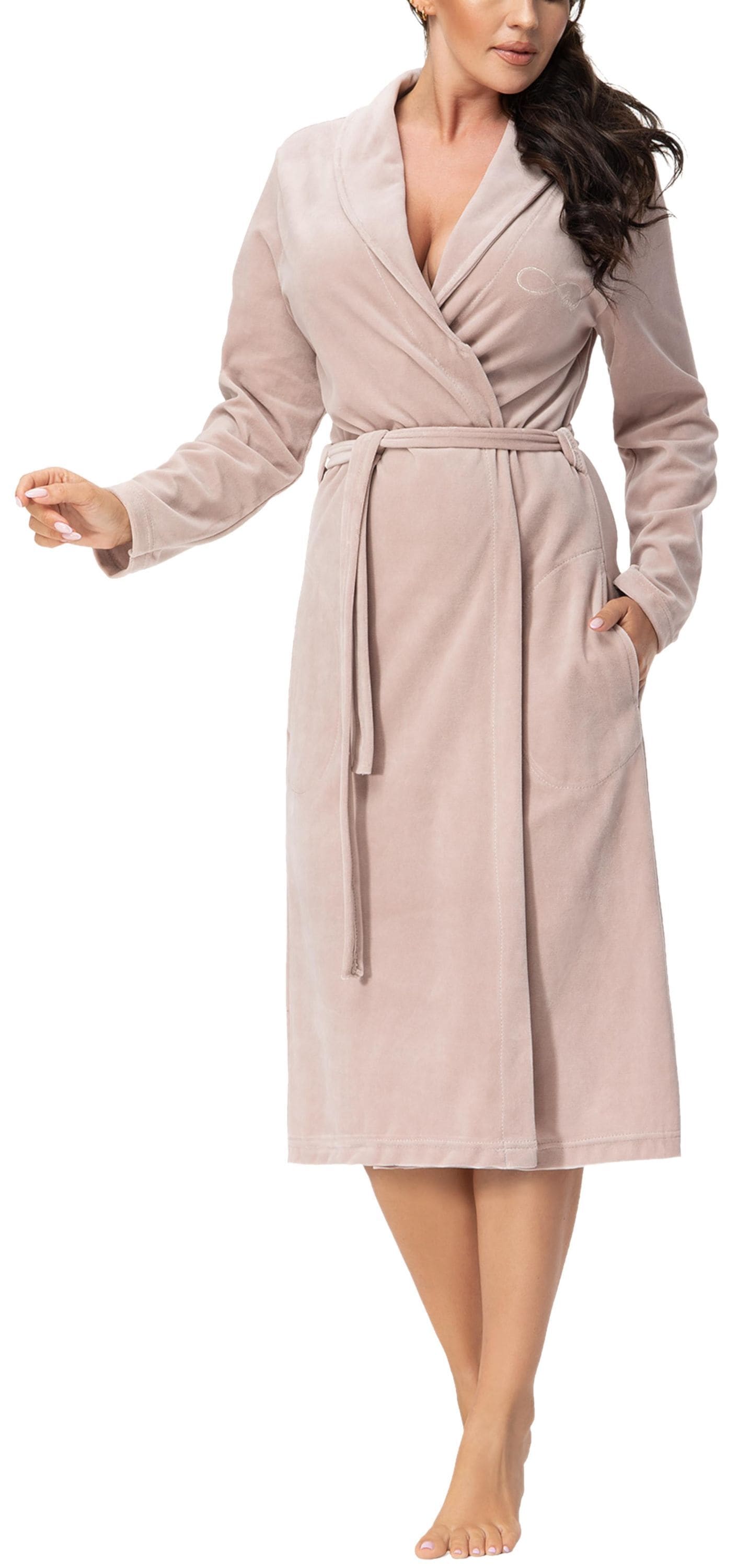 AQUARTI Damenbademantel »Bademantel Bamen Bademantel mit Schalkragen aus Velours«