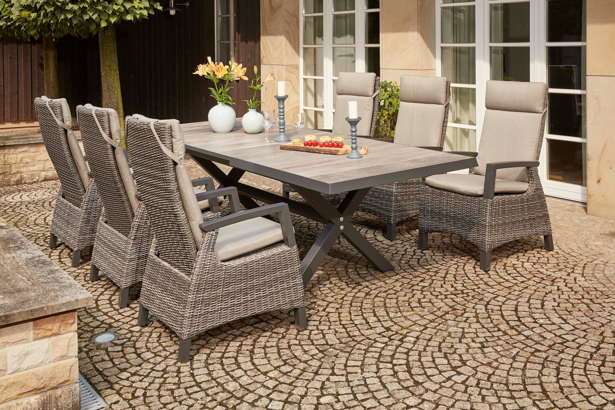 Siena Garden Garten-Essgruppe "Corido" 6 Sessel: 72x61x109 cm, Tisch Sincro günstig online kaufen