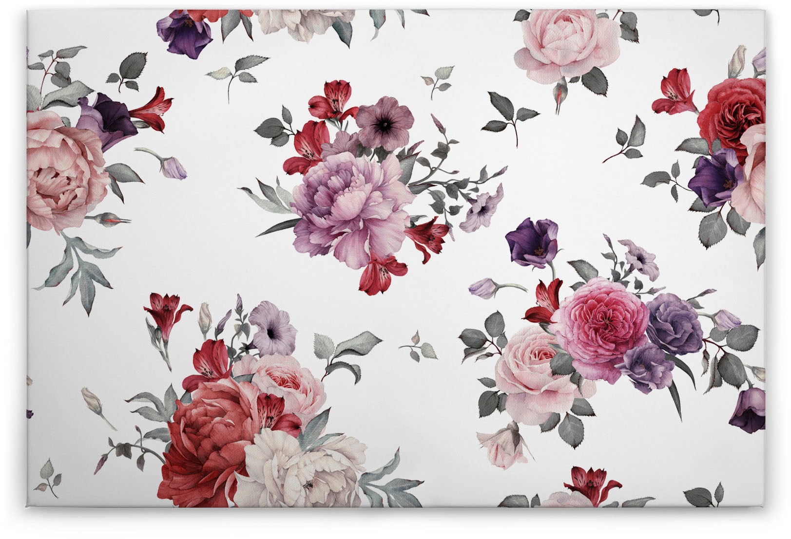 A.S. Création Leinwandbild »Flower Bouquet«, Kunst-Blumen-Kinder, (1 St.), Landhaus Keilrahmen Blumen Rosen Blümchen Leinwand-Bild Wohnzimmer