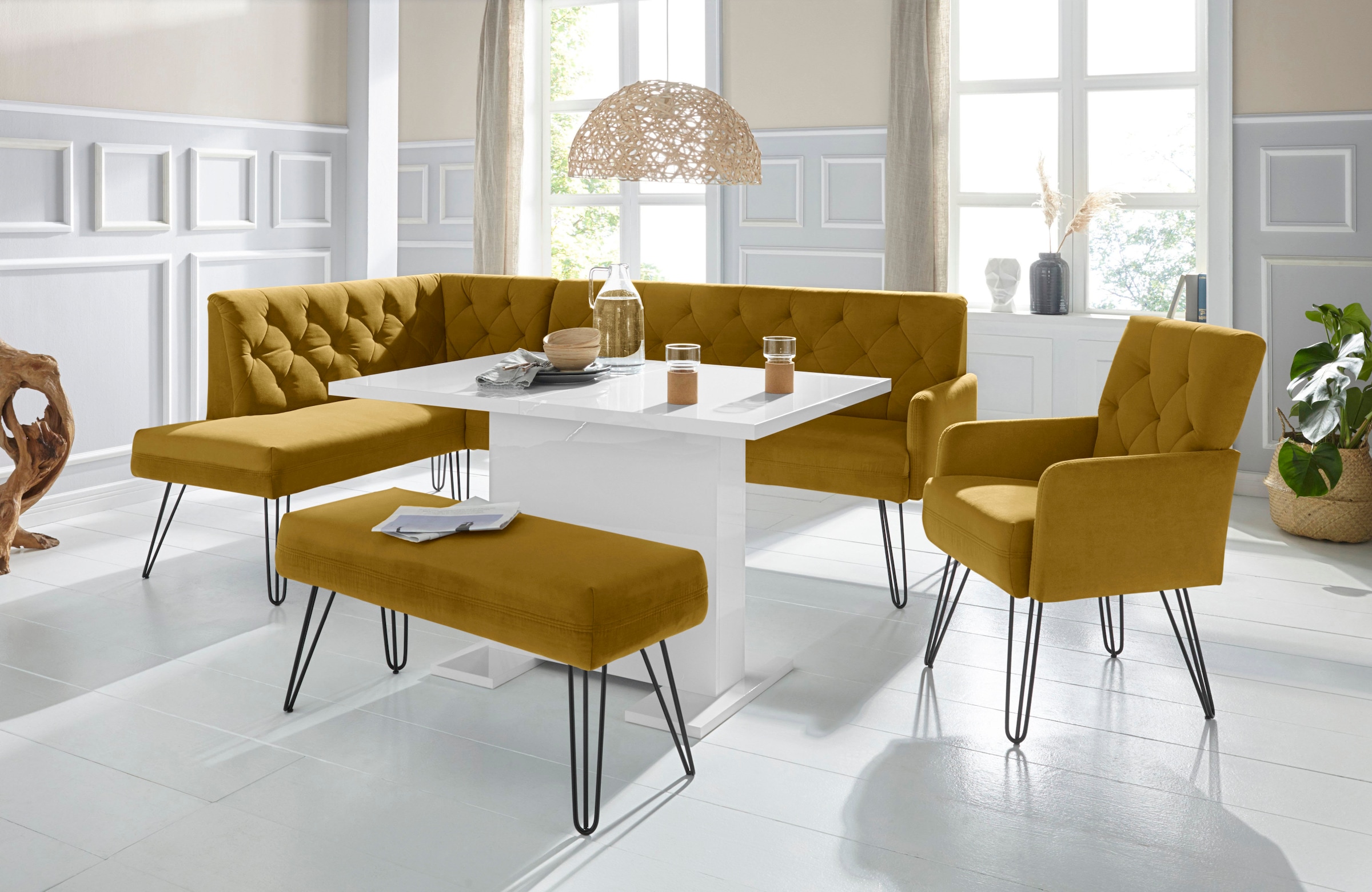 exxpo - sofa fashion "Doppio, Chesterfield Optik, komfortabel und bequem, hohe Designfüße" Frei im Raum stellbar
