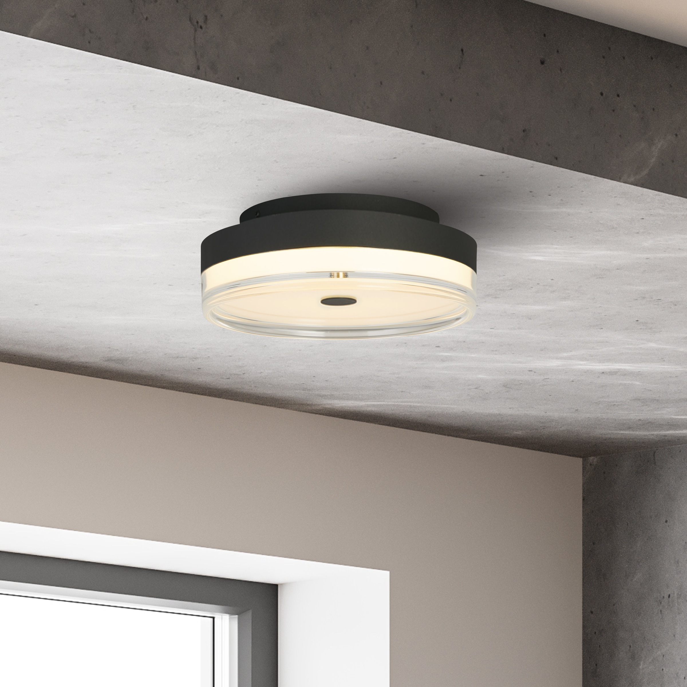Searchlight LED Deckenleuchte »Cyprus LED Deckenleuchte, Schwarzes Metall und klares Acryl« LED-Modul 1 Stk.