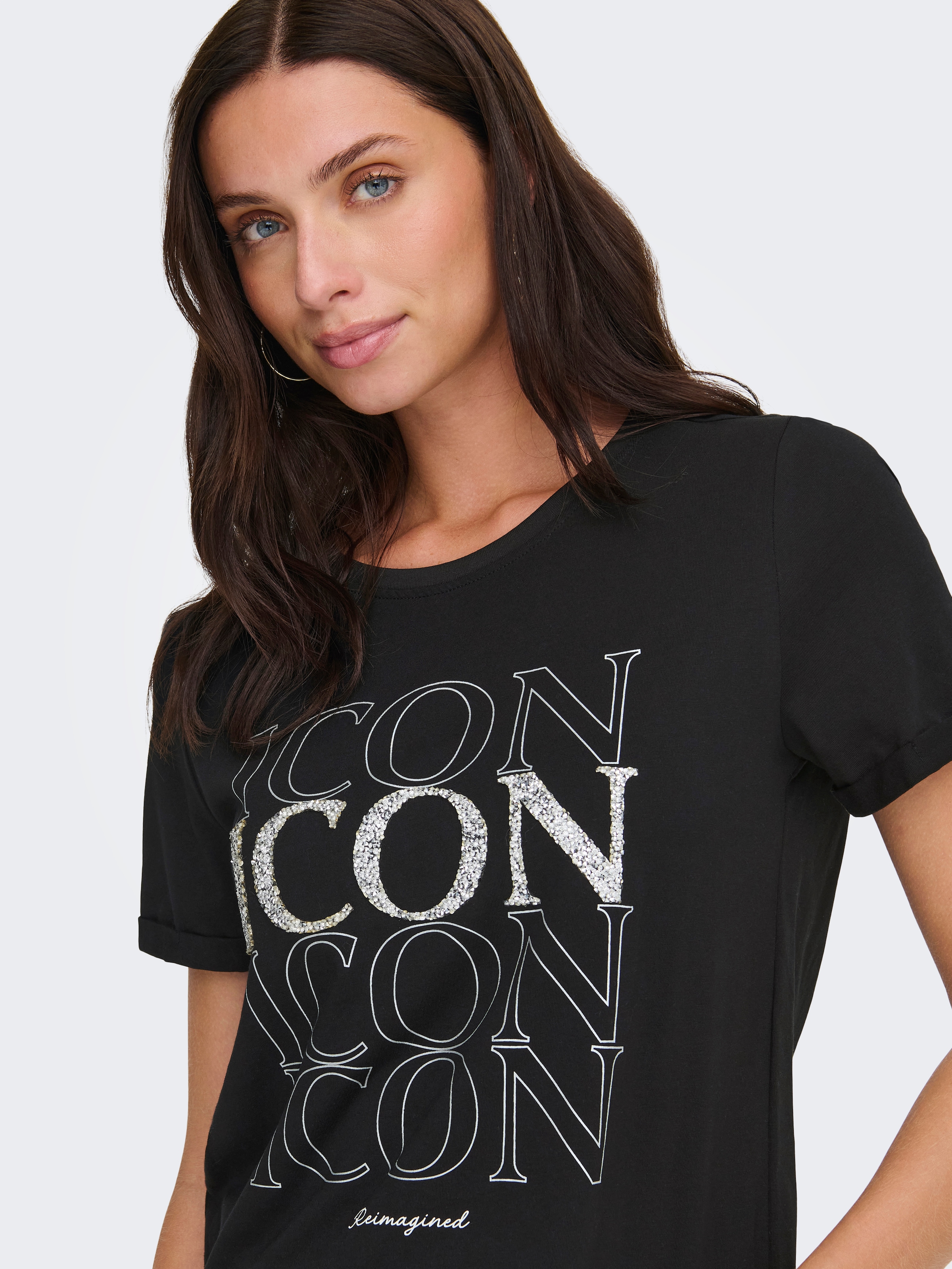 ONLY Kurzarmshirt »ONLKITA LIFE LUX ICON S/S PRINT TOP JRS«