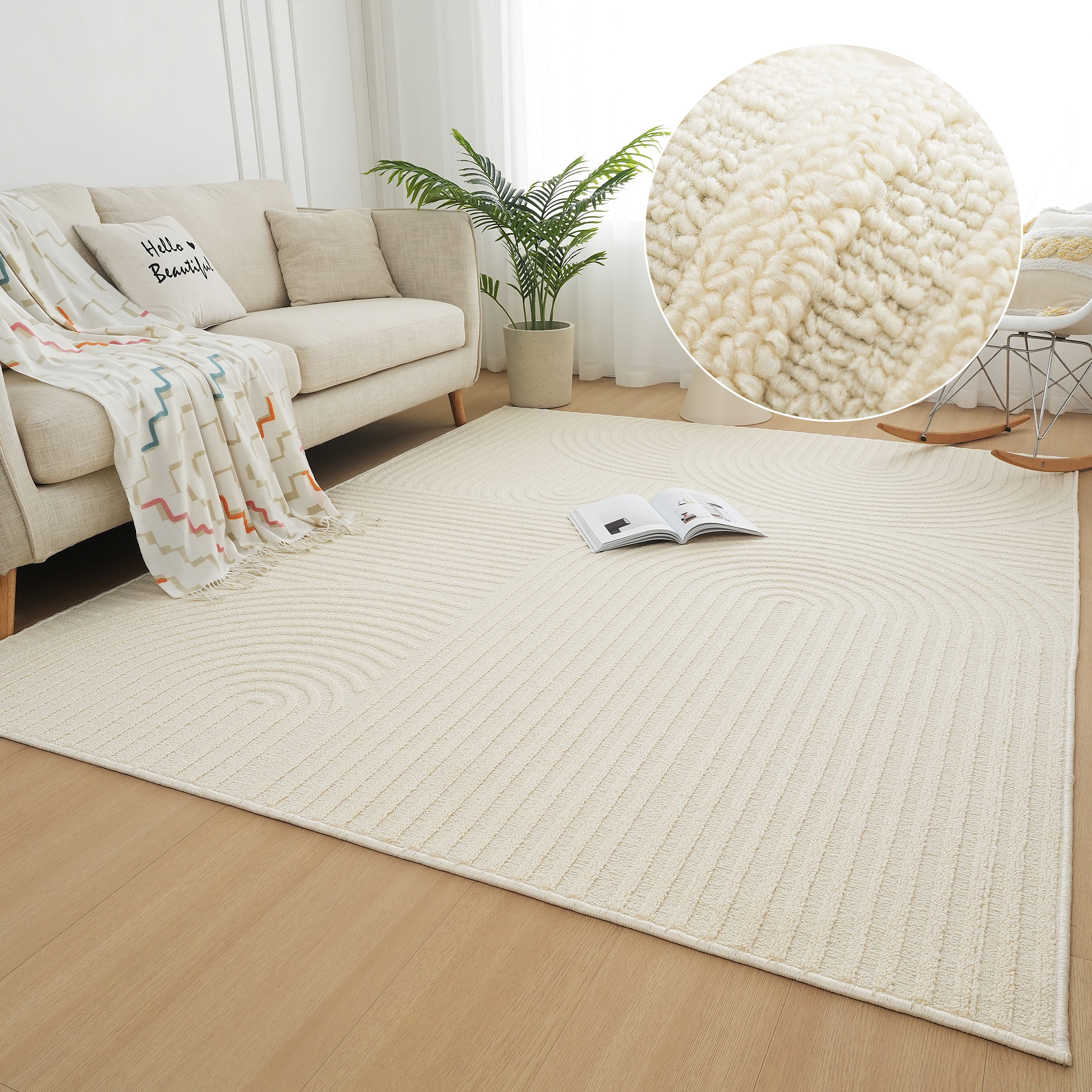 my home Teppich "Jola Hoch-Tief-Design, Scandi-Look, Zen" rechteckig 10 mm günstig online kaufen