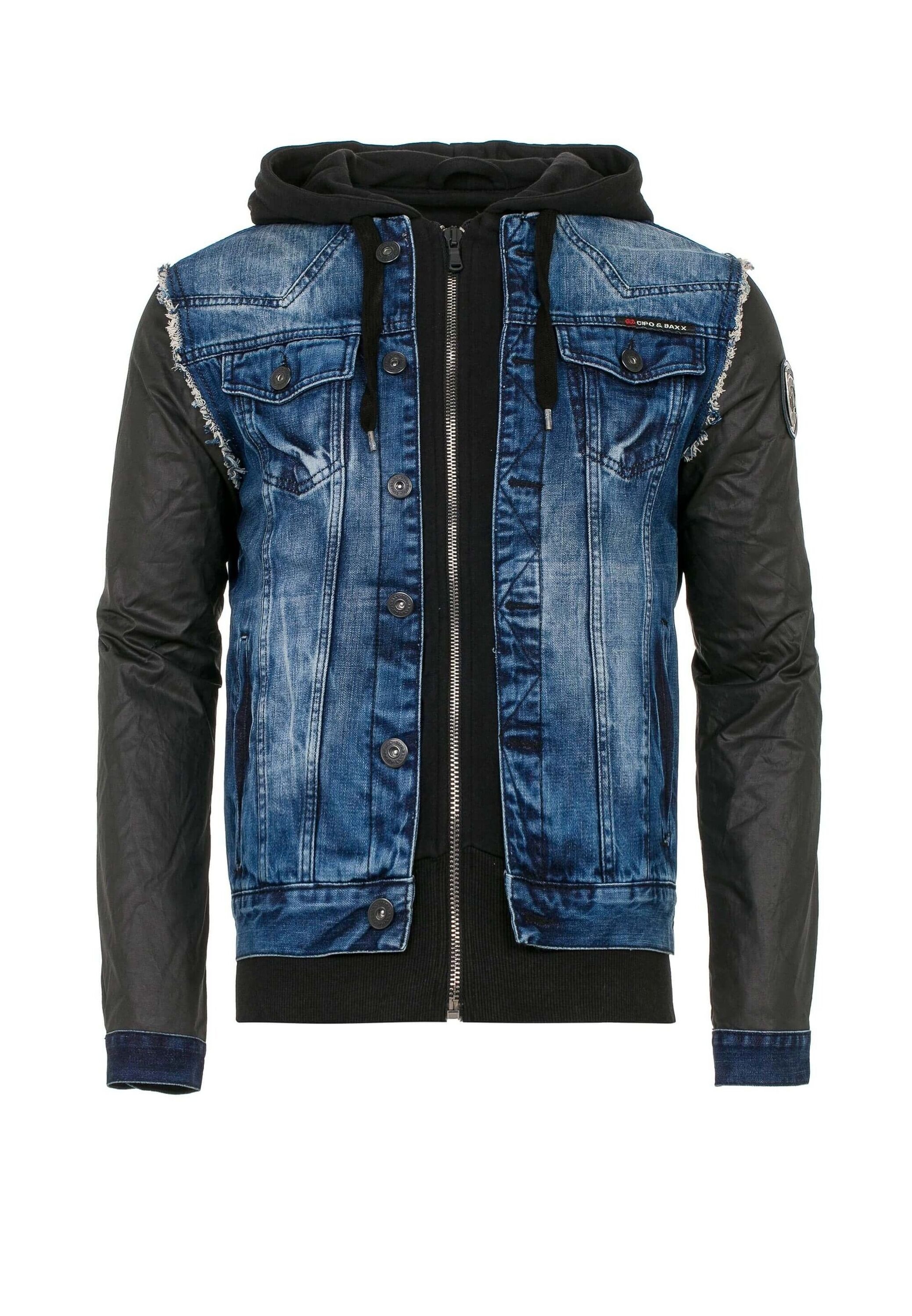 Cipo & Baxx Jeansjacke "Jacke", ohne Kapuze, mit Metall Patch am Oberarm, C günstig online kaufen