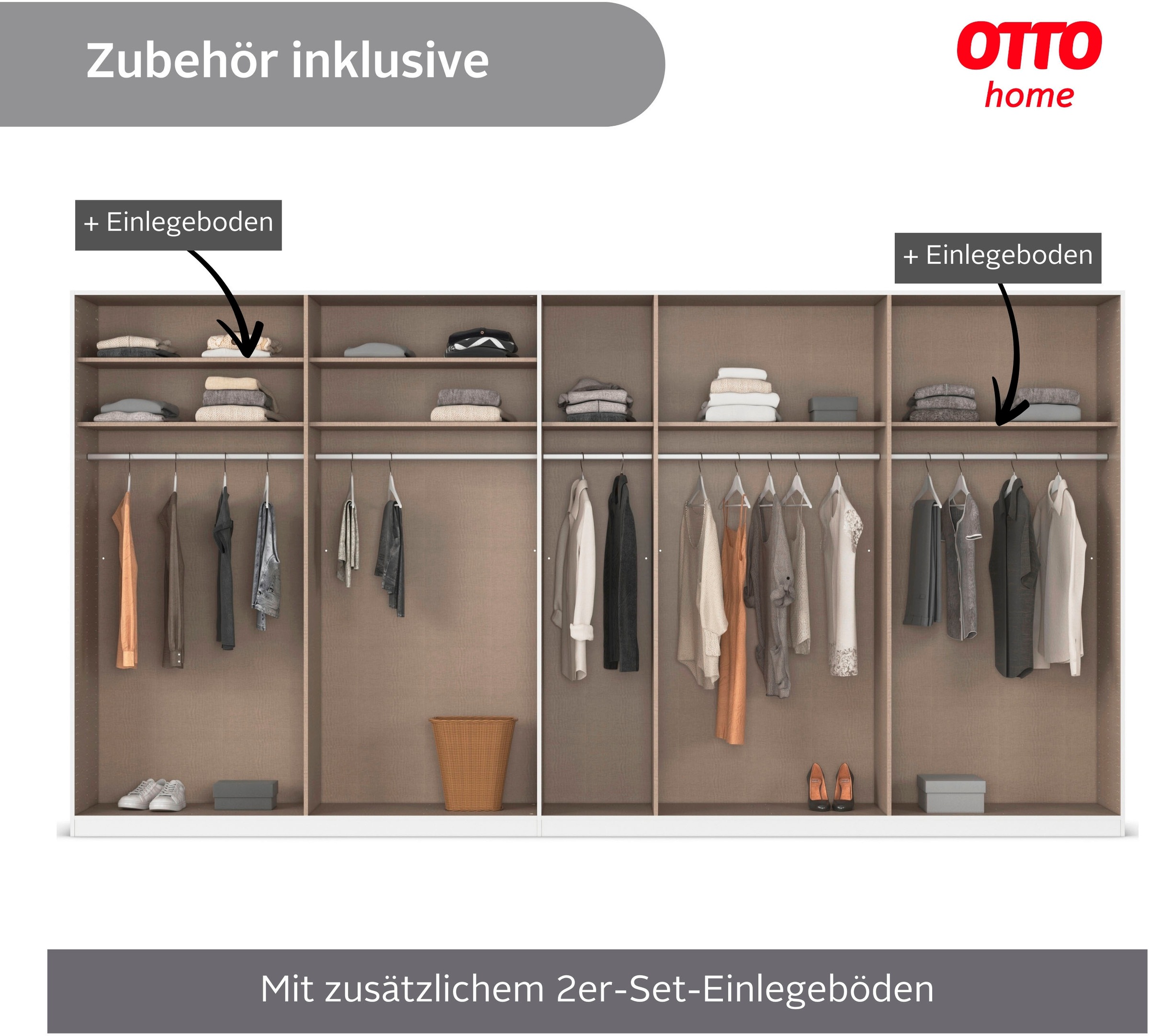 Thumbnail - OTTO home Drehtürenschrank "Kleiderschrank Kleiderschränke Schrank Garderobe AGORDO mit Glasfront" in zwei Griff-Farben,...