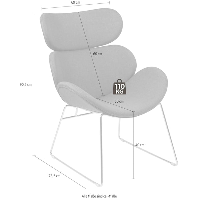 andas Loungesessel »Chiara«, in unterschiedlichen Bezugsqualitäten und  Farbvarianten, Sitzhöhe 40cm bestellen | BAUR