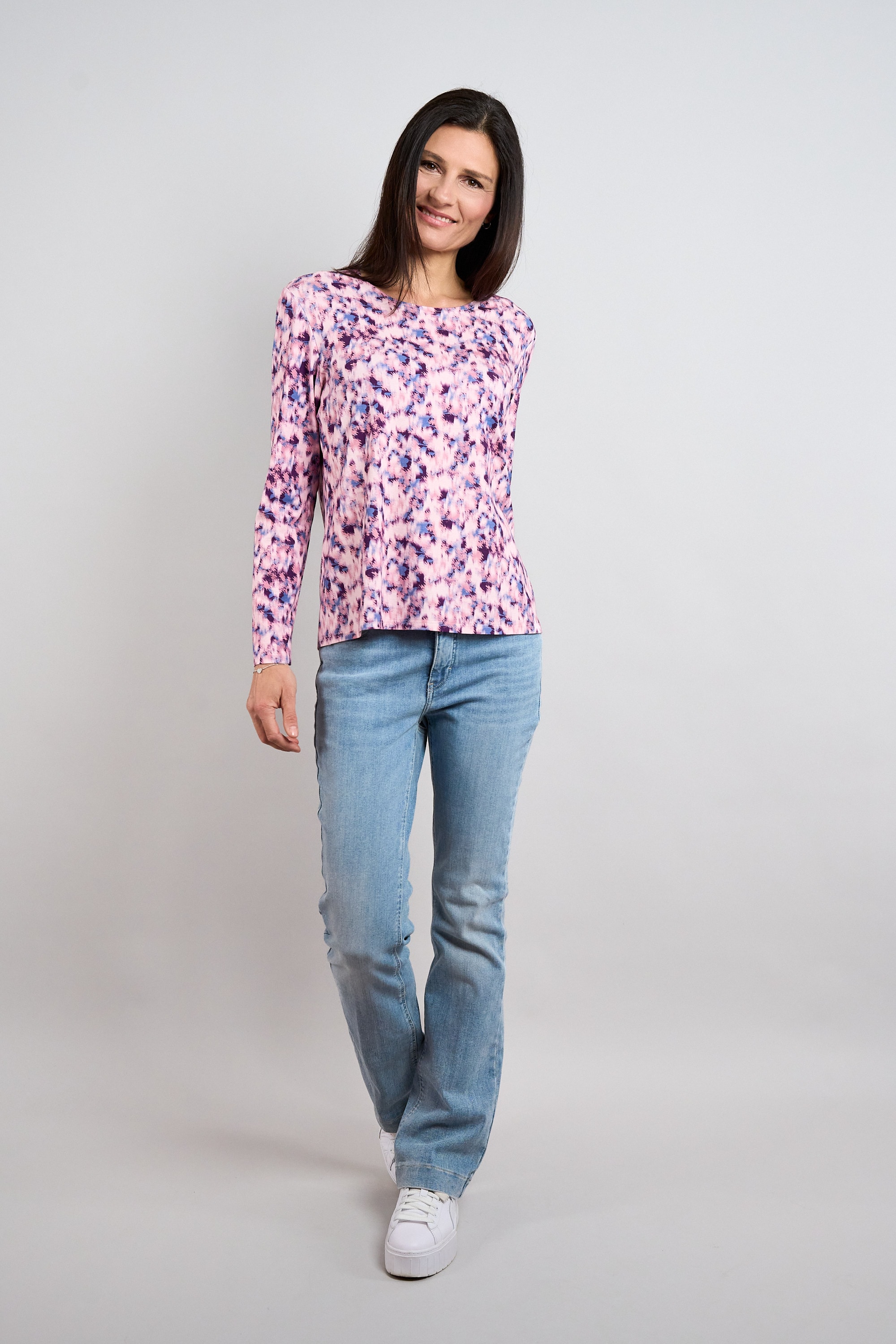 Seidel Moden Langarmshirt Langarmshirt mit Allover-Muster - MADE IN GERMANY