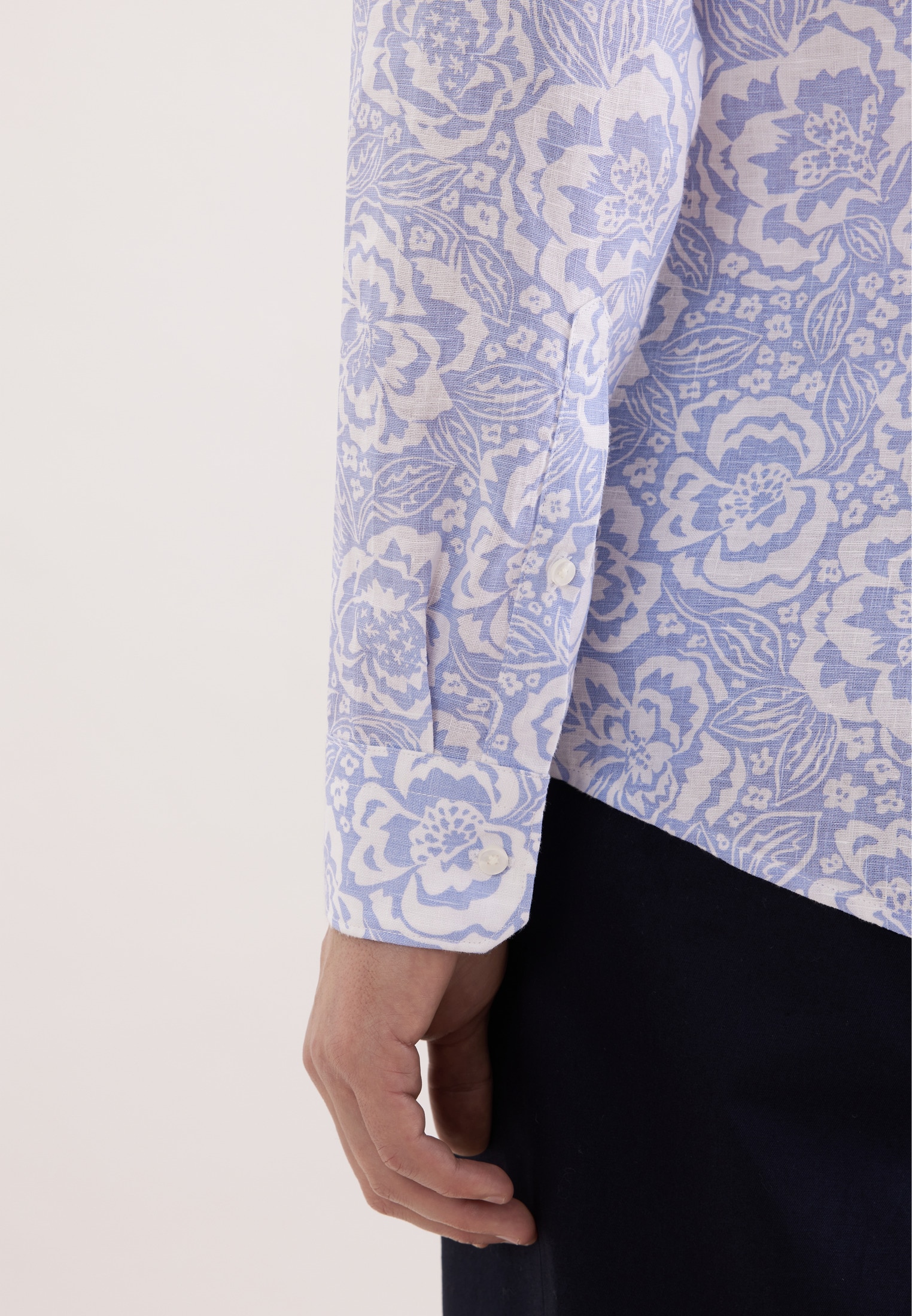 seidensticker Leinenhemd »Schwarze Rose« Slim 1/1 Kentkragen Druck