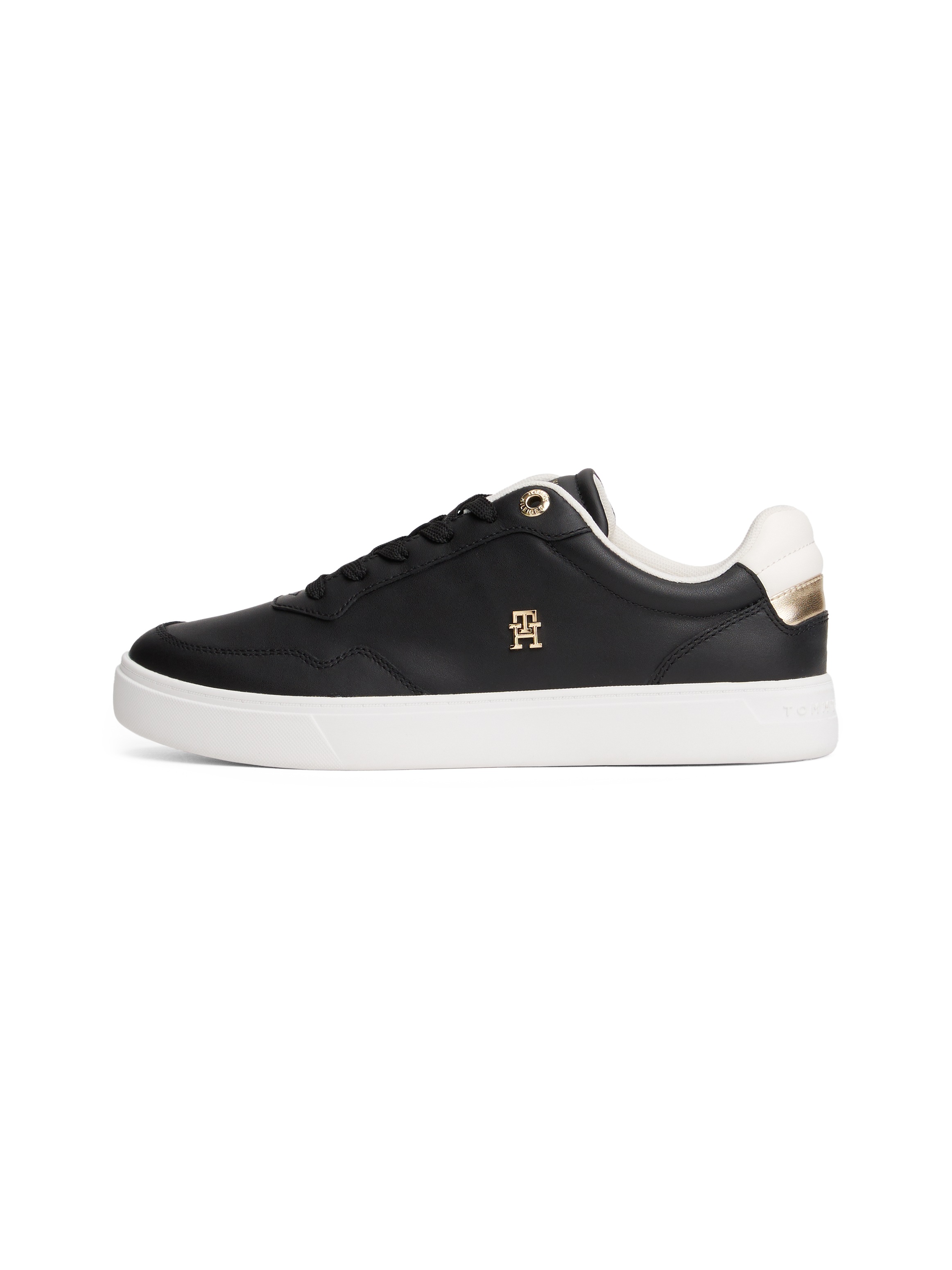 Tommy Hilfiger Plateausneaker »ESSENTIAL ELEVATED COURT SNEAKER«, Freizeitschuh, Halbschuh, Schnürer mit Ziernähten und Kontrastbesatz