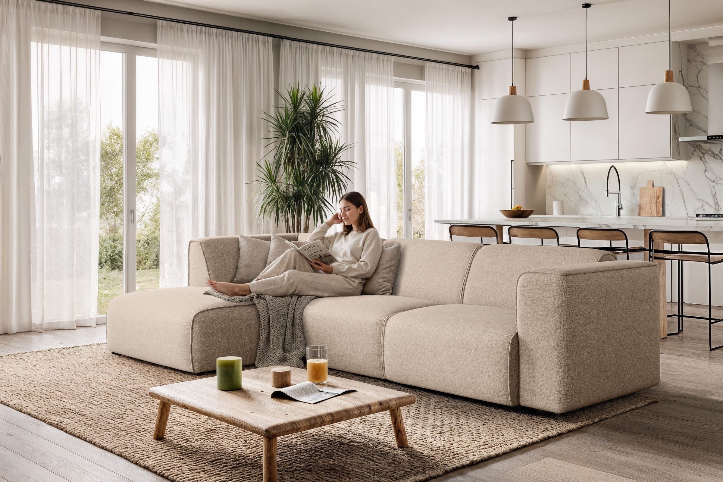 Ecksofa OTTO HOME "Merid L-Form, B: 295 cm - OTTO. Verlässliche Qualität.", grau (taupe), B:295cm H:70cm T:162cm, 100% Polyester, Sofas, Ecksofa, jederzeit durch Module erweiterbar