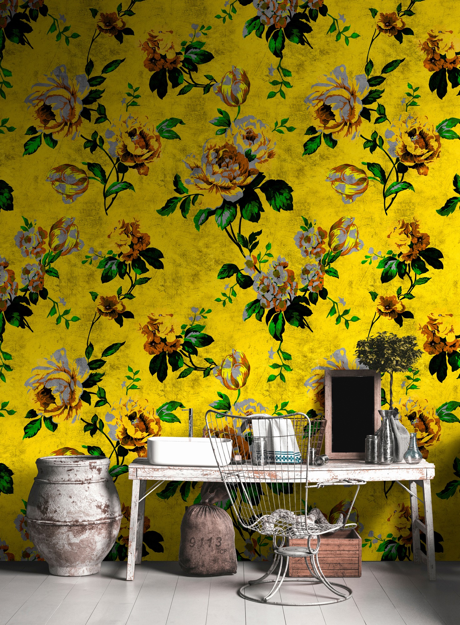 living walls Fototapete »Walls by Patel Wild Roses 5«, Vlies, Wand, Schräge