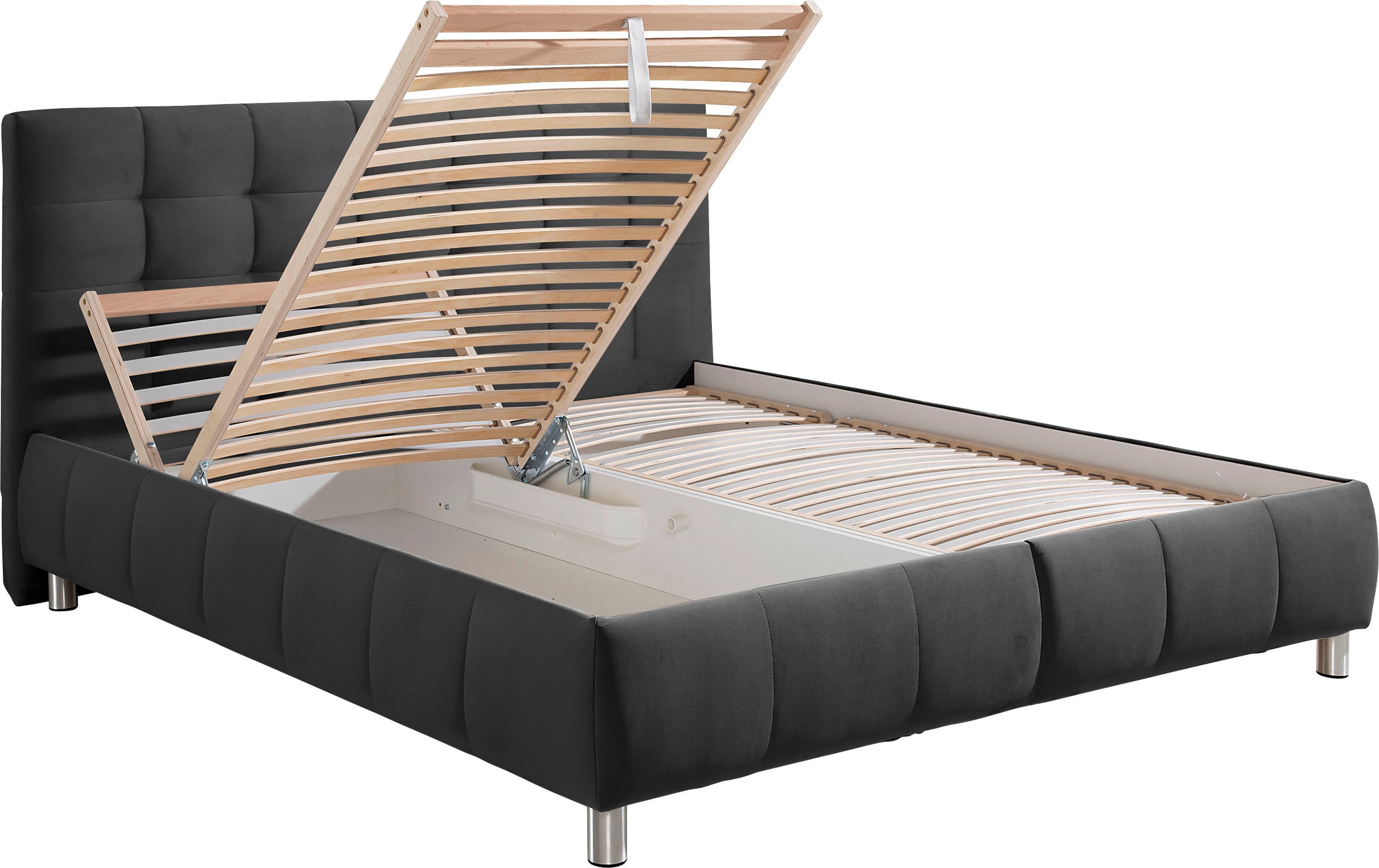 Maintal Lalley Upholstered Bed with Storage 160x200 Anthracite 9