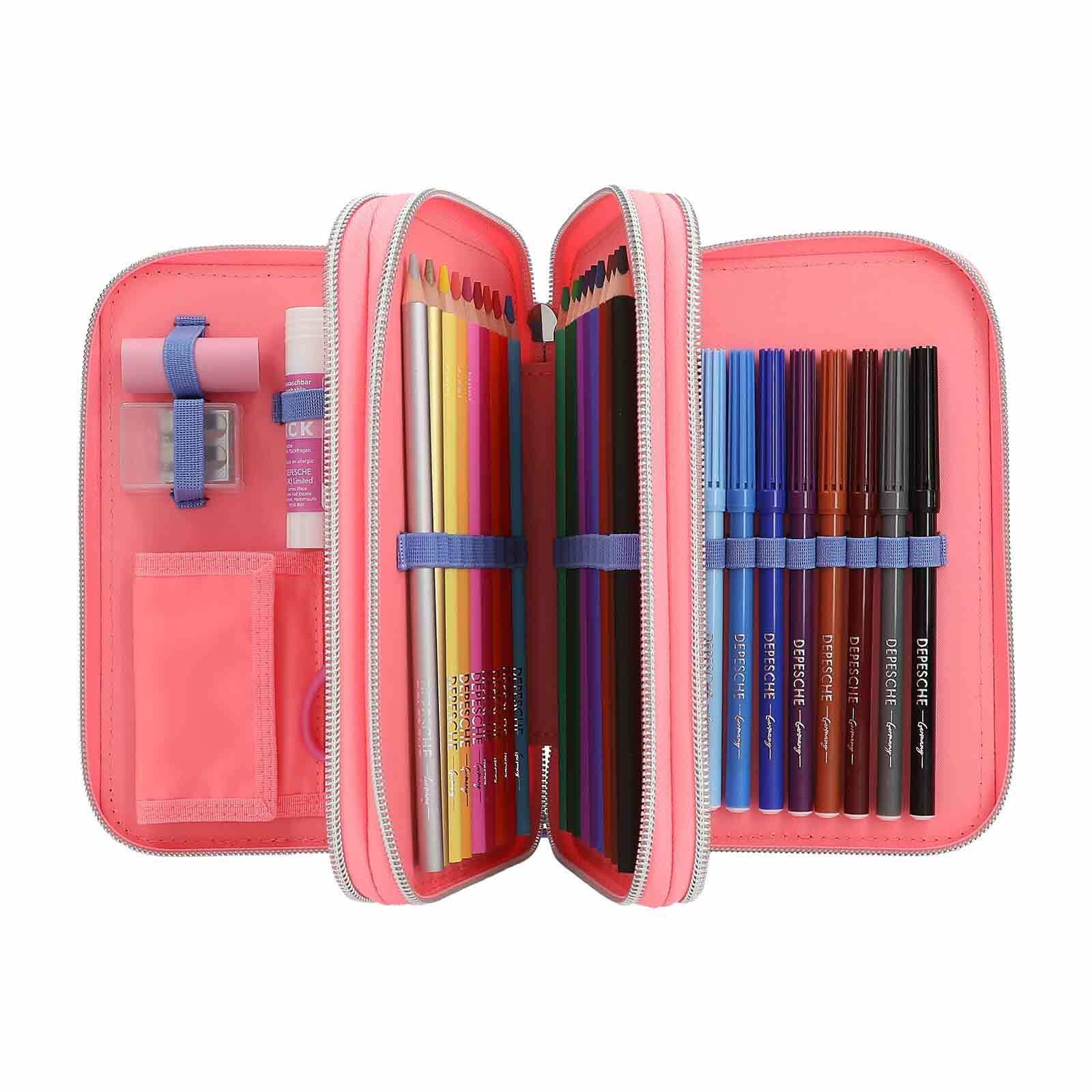 Depesche Buntstift »3-Fach Federtasche inkl. Stifte TOPModel 20,5 x 14,3 x 7,5 cm bunt«