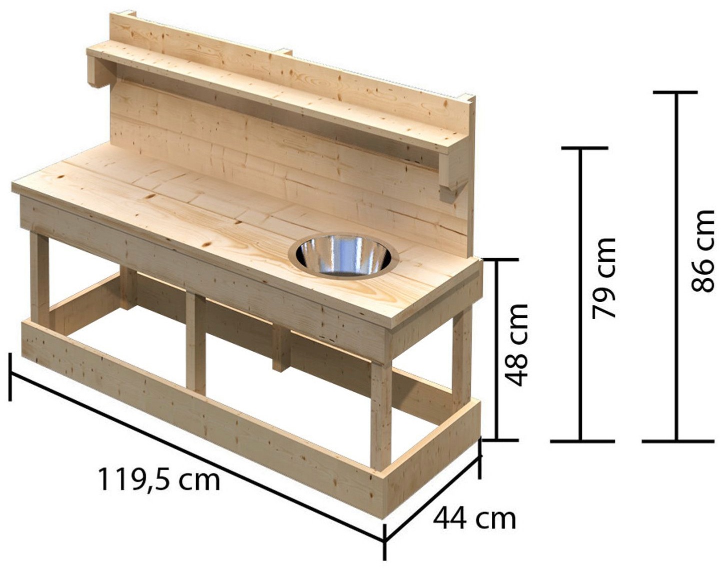 KONIFERA Outdoor-Spielküche »Joni«, BxT: 119x44 cm, inkl. Topfset