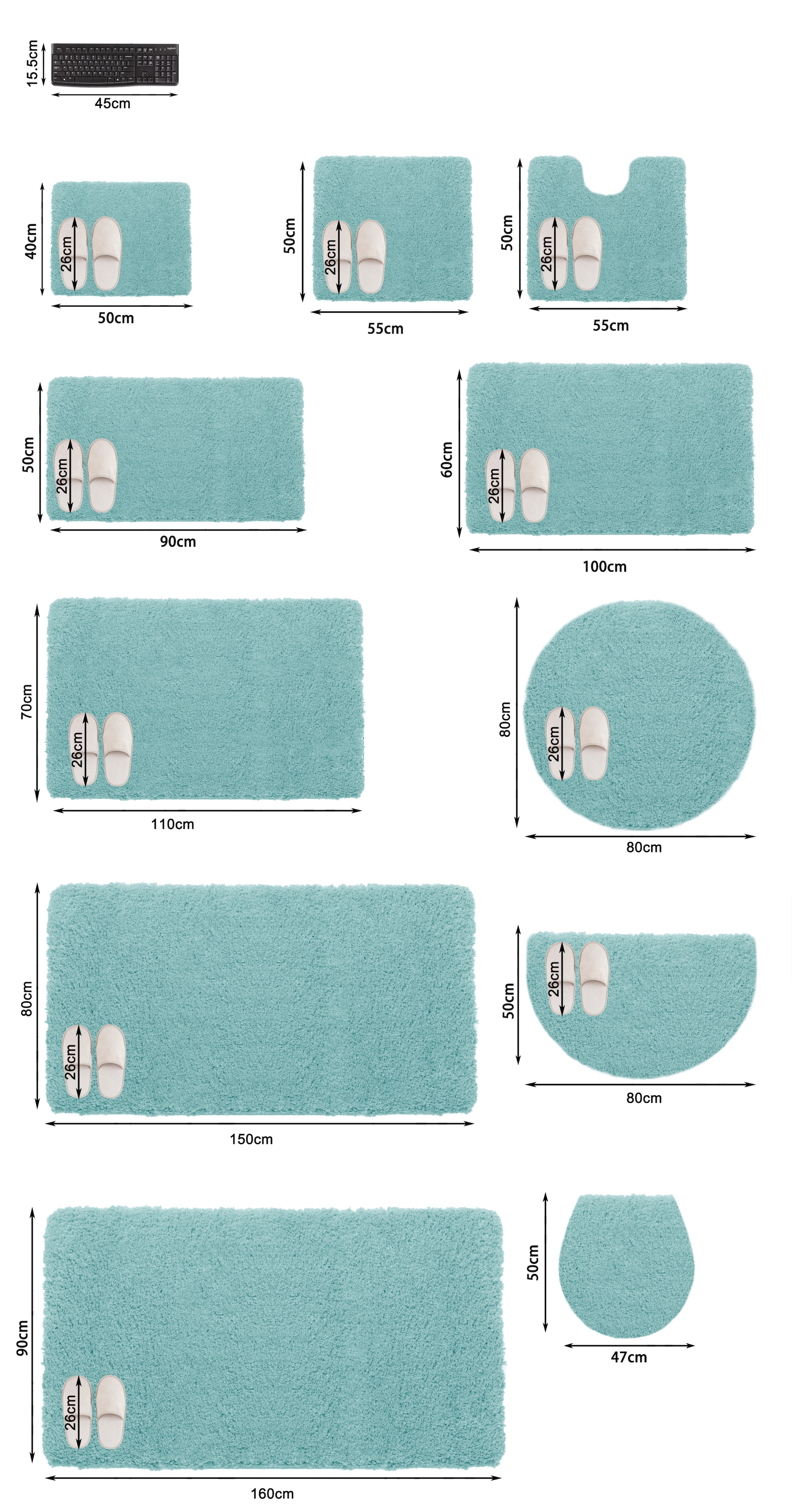 my home Badematte »Inga, Badezimmer Teppich, Badvorleger« Höhe 20 mm rutschhemmend beschichtet fußbodenheizungsgeeignet | schnell trocknend | strapazierfähig Badteppich, unifarben, weich, als halbrund und rechteckig erhältlich