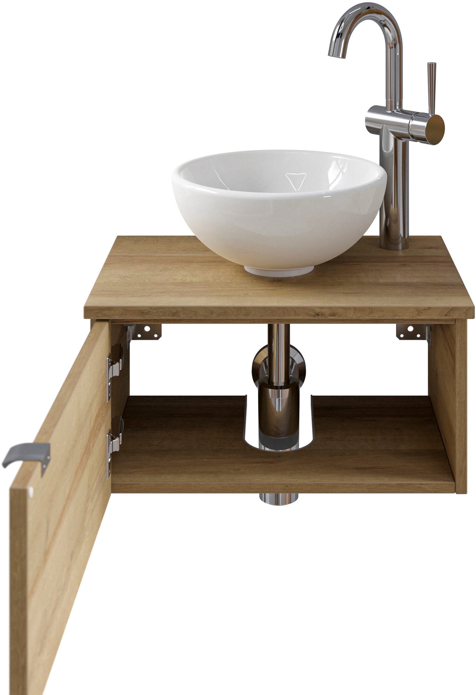 Saphir Waschtisch »Serie 6915 Waschschale mit Unterschrank für Gästebad, Gäste WC«, 51 cm breit, 1 Tür, Waschtischplatte, kleine Bäder, ohne Armatur