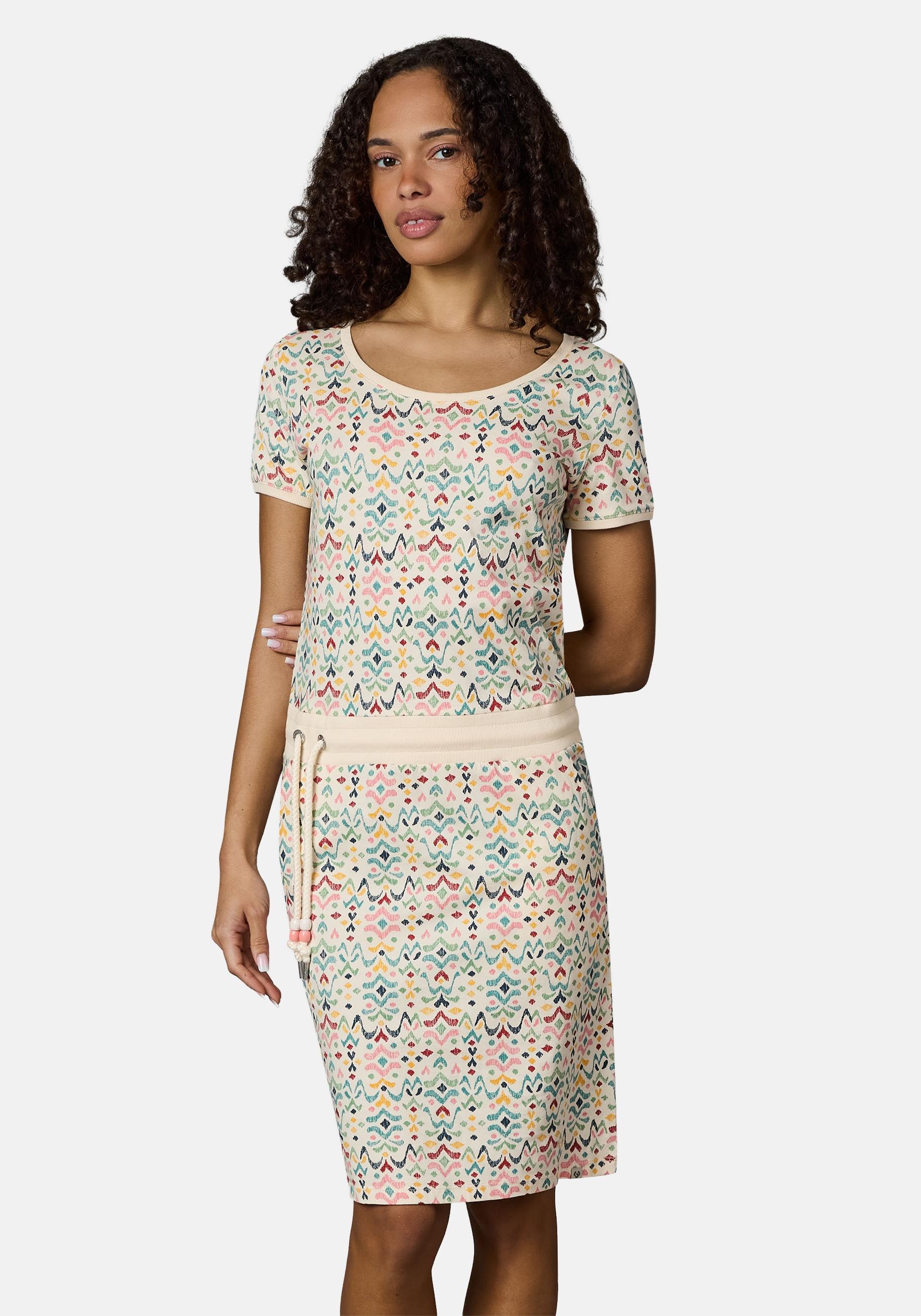 Ragwear Minikleid "Baomi Print YOUMODO" Außentaschen Eingrifftaschen Gemustertes kurzes Sommerkleid mit Taillenkordel