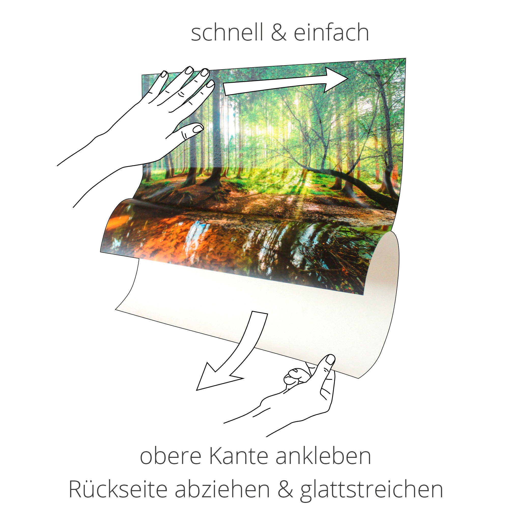Wandbild (1 BAUR Bach«, - | als in oder bestellen Wald mit versch. Größen Artland Poster Leinwandbild, »Fensterblick Wald, St.), Wandaufkleber