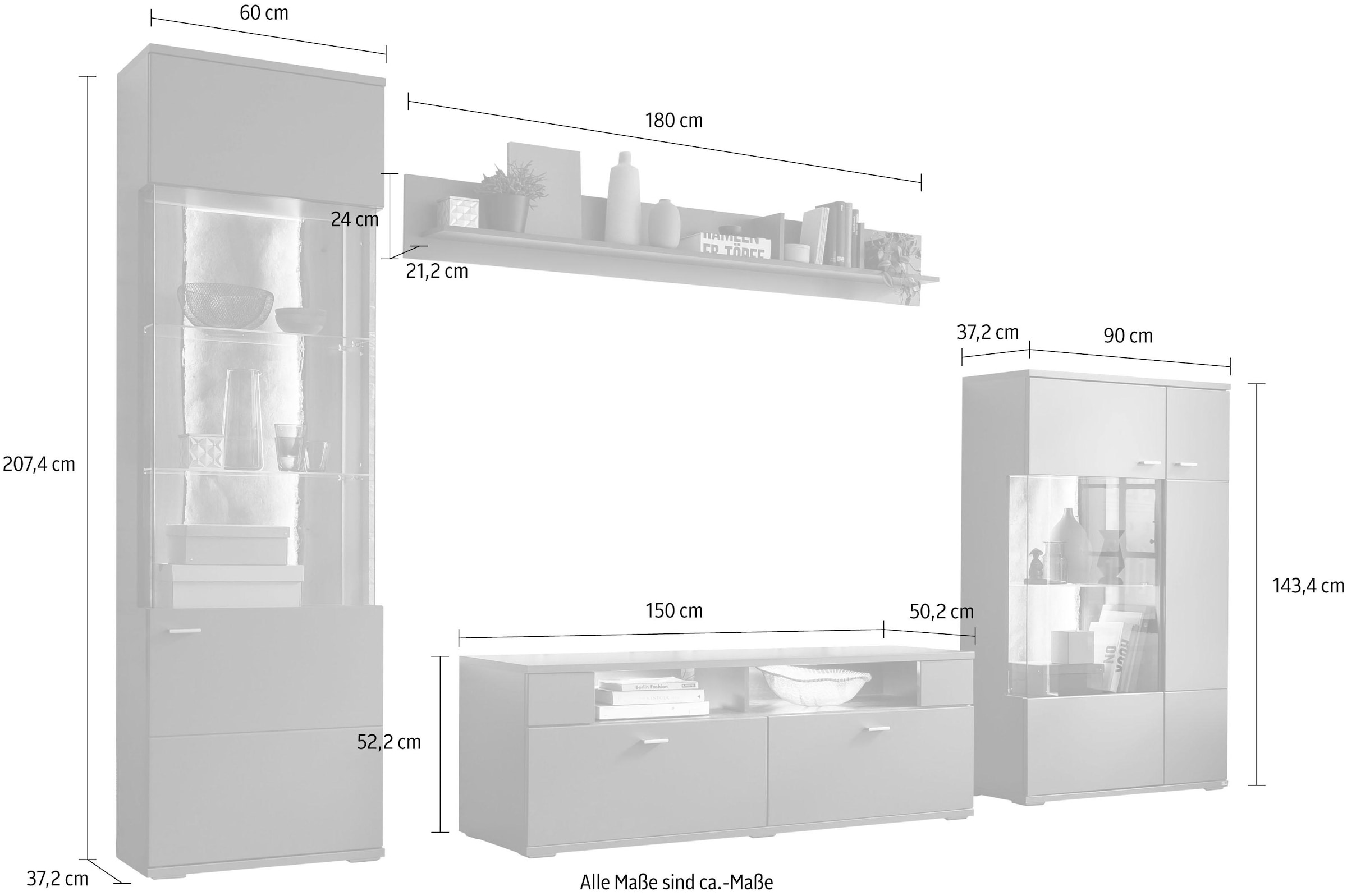 set one by Musterring Wohnwand »TACOMA«, (Set, 4 St.), Typ 02, mit Wandboard