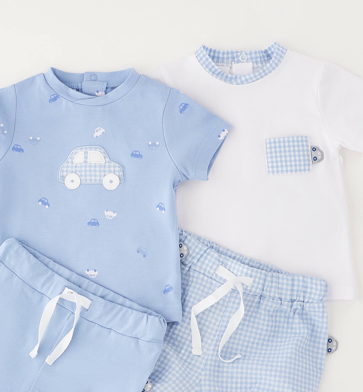 IDO Mädchen Shorts "BABY BOY SUMMER SET"light blau, weiß, Gr. 92, 95% Baumwolle, 5% Elasthan - 100% Baumwolle, Hosen