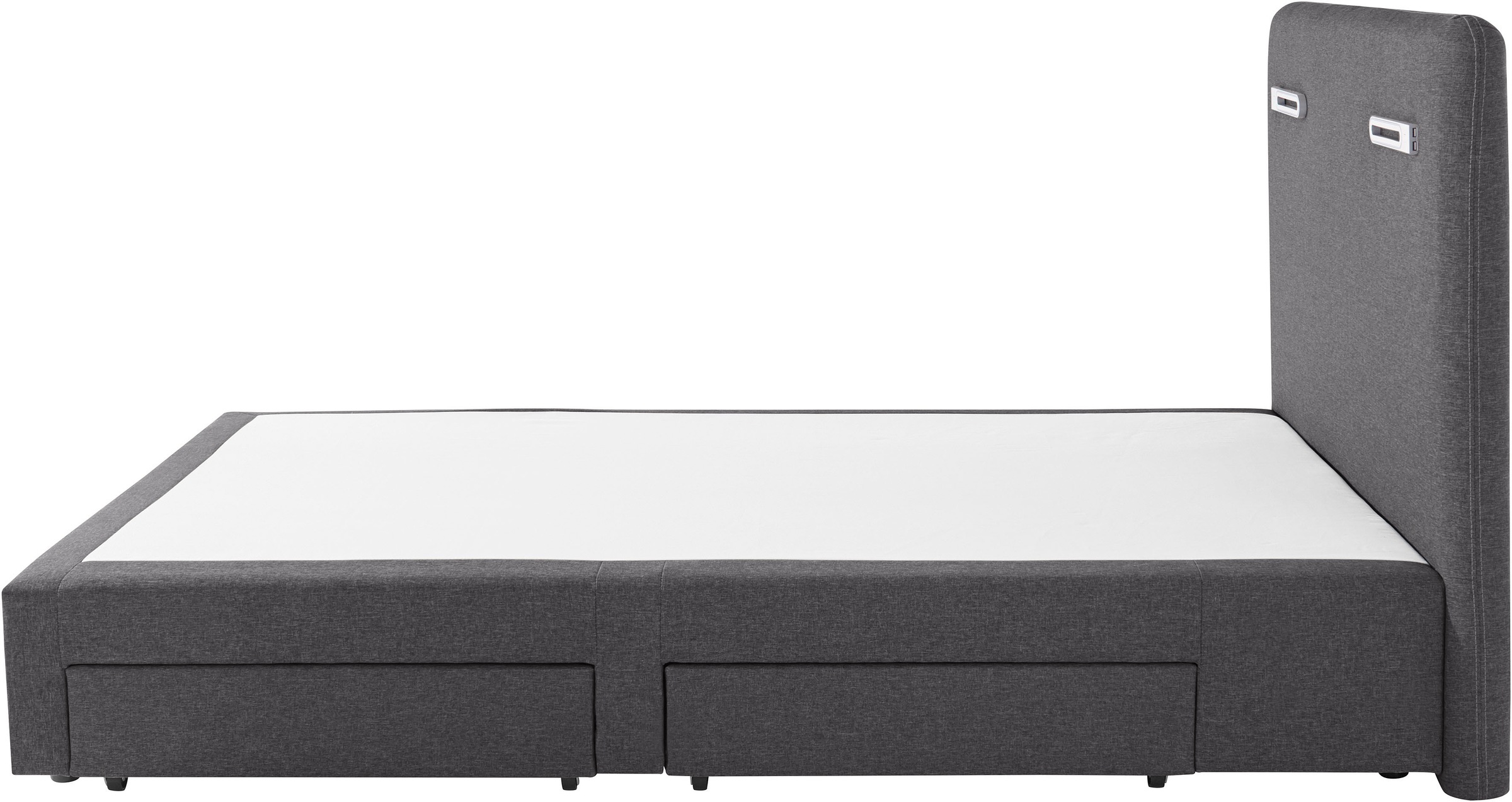 Boxbett HOME AFFAIRE "Luan", grau (anthrazit), B:127cm L:211cm, Komplettbetten, Boxspringbett, Schubkästen, LED-Beleuchtung und Topper, in Breite 120 cm und 180 cm 6