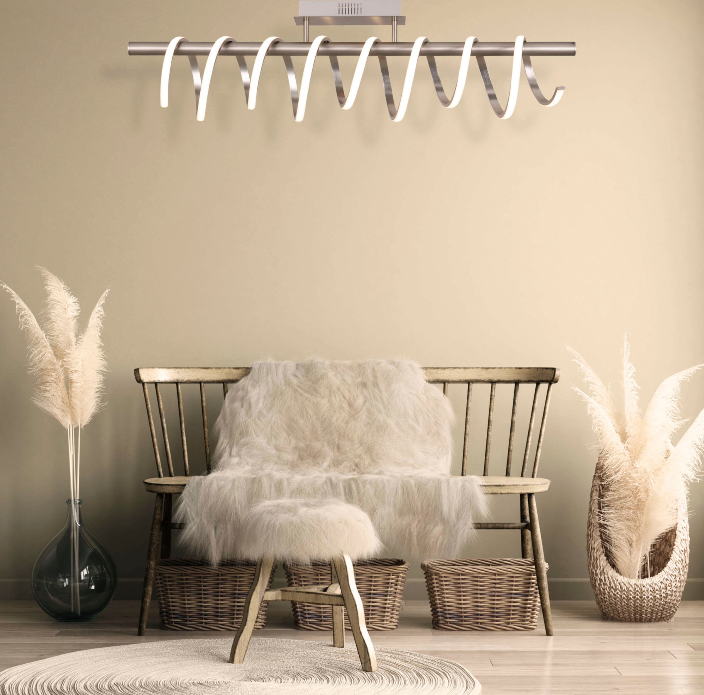 näve LED Deckenleuchte »Belleza«, 1 flammig, Leuchtmittel LED-Modul | LED fest integriert, Deckenlampe warmweiß, L: 100cm, 35W, 3-Stufen dimmbar, IP20