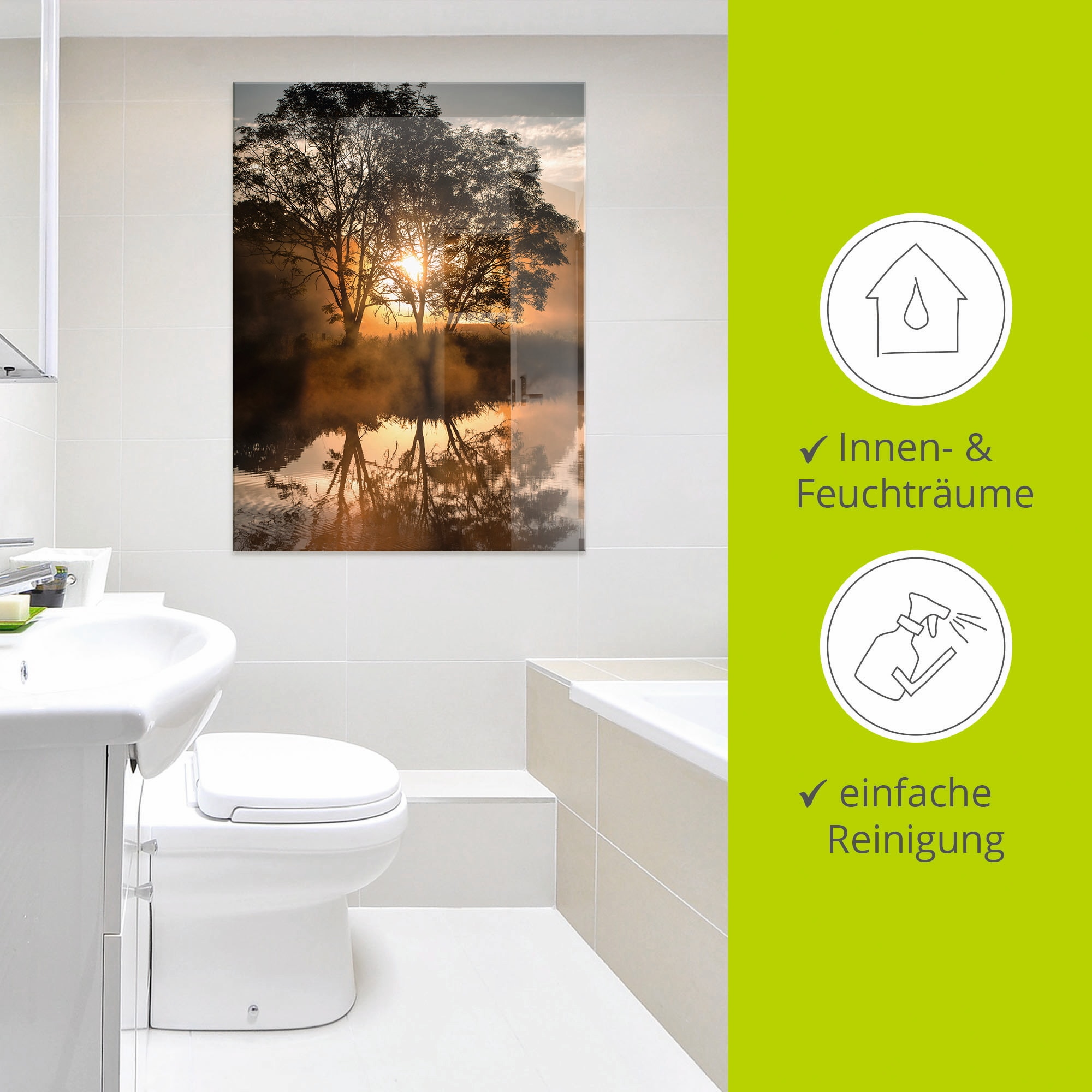 Artland Glasbild »Früh morgens, wenn der Tag erwacht«, Gewässer, (1 St.), in verschiedenen Größen