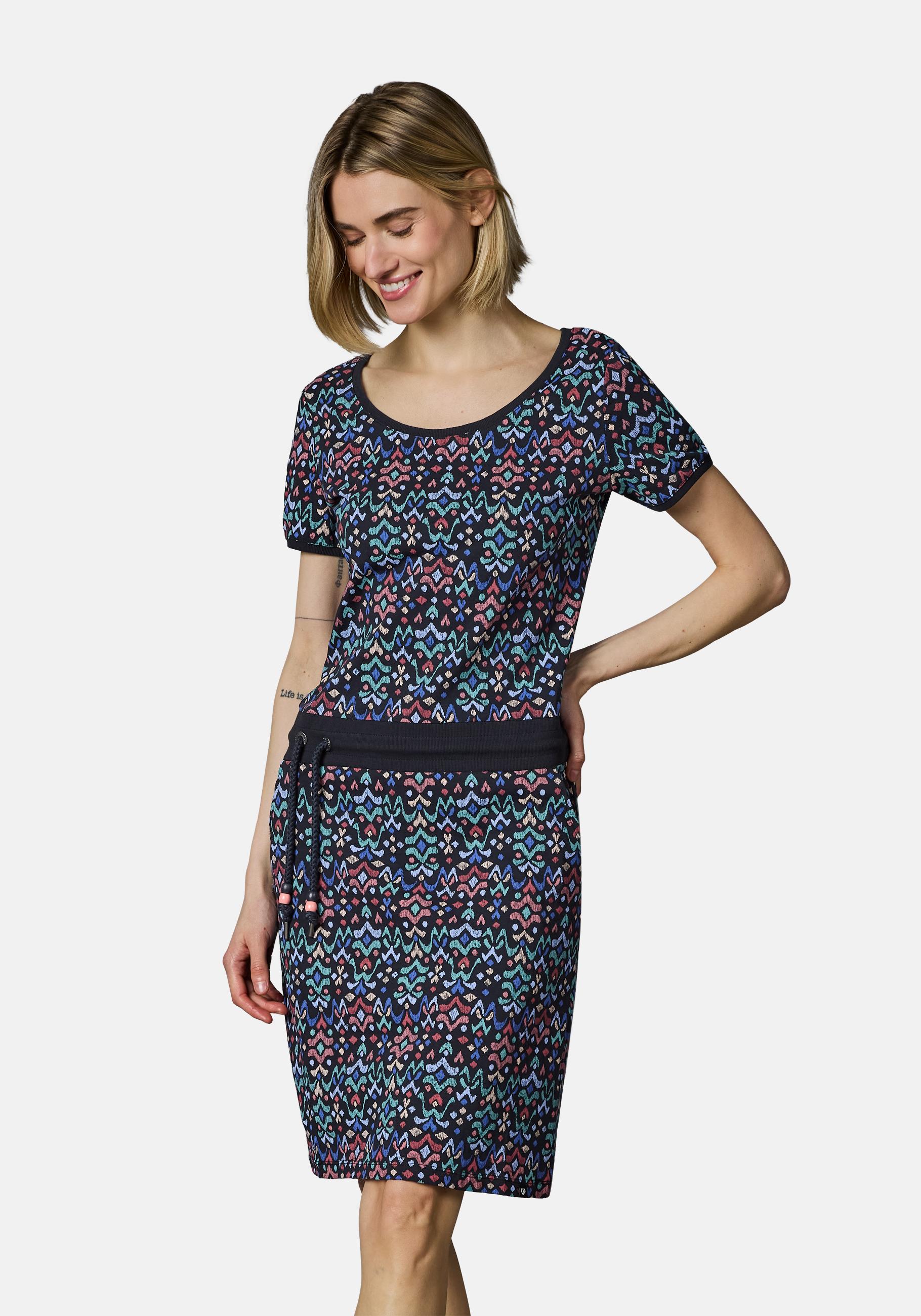 Ragwear Minikleid "Baomi Print YOUMODO" Außentaschen Eingrifftaschen Gemustertes kurzes Sommerkleid mit Taillenkordel