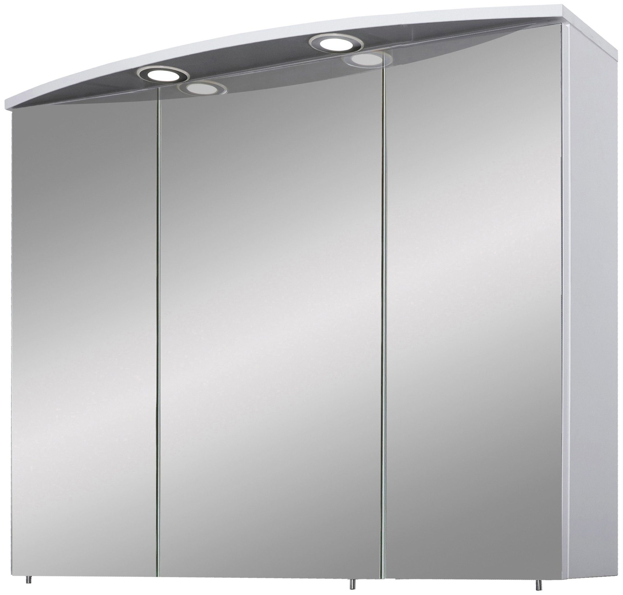 Schildmeyer Spiegelschrank Verona, Breite 90 cm, 3-türig, 2 LED-Einbaustrahler, Schalter-/Steckdosenbox, Glaseinlegeböden, Made in Germany