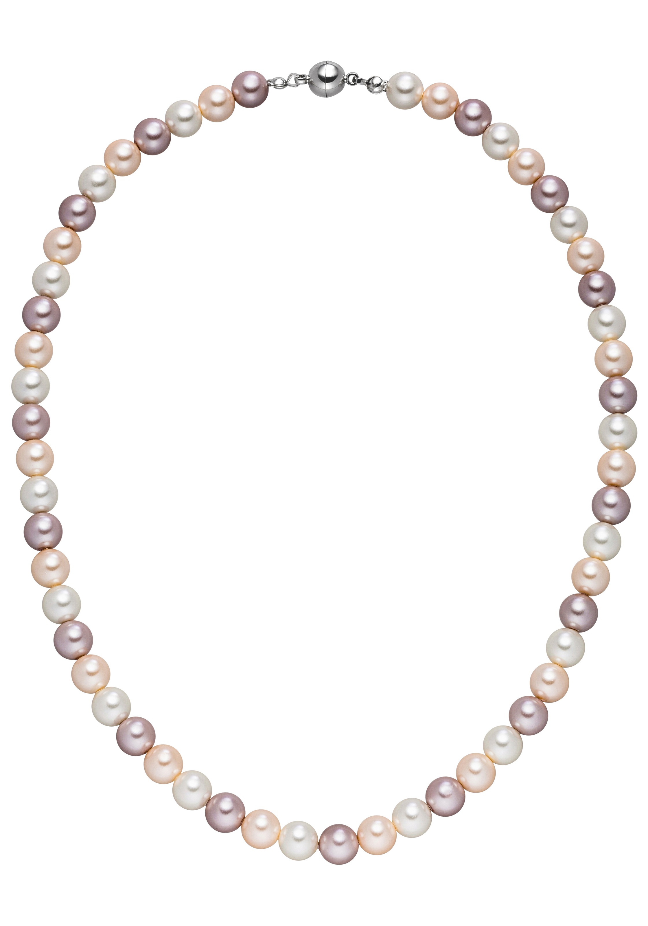 JOBO Damen Kette ohne Anhänger "Perlenkette", Messing, L: 45mehrfarbig, Messing, Halsketten, multicolor 8 mm 45 cm