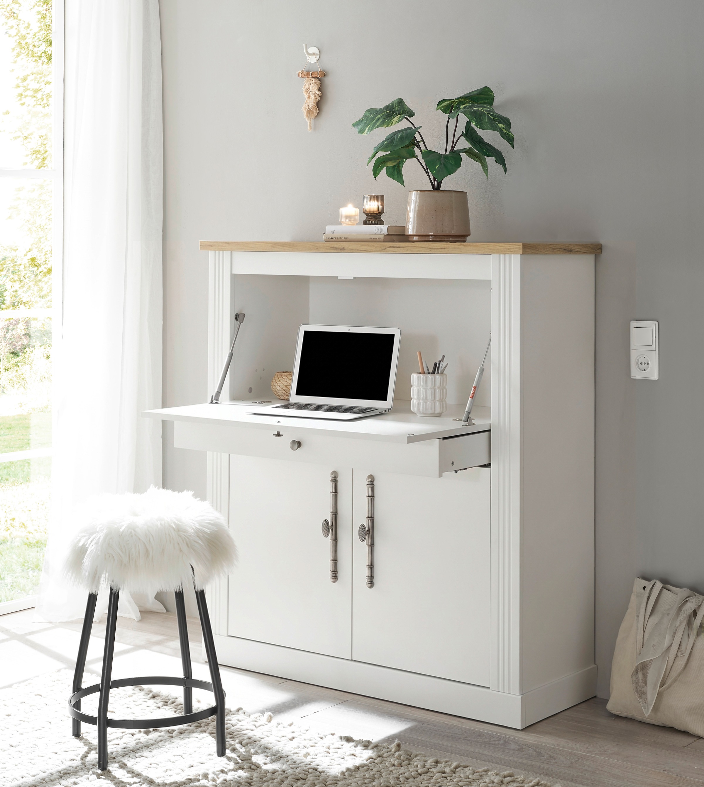 OTTO home Sekretär »Westminster, PC-Schrank mit klappbarer Tischplatte, Schreibtisch« Home-Office-Schreibtisch, Monitor-/Laptopfach, mit Kabelkanal