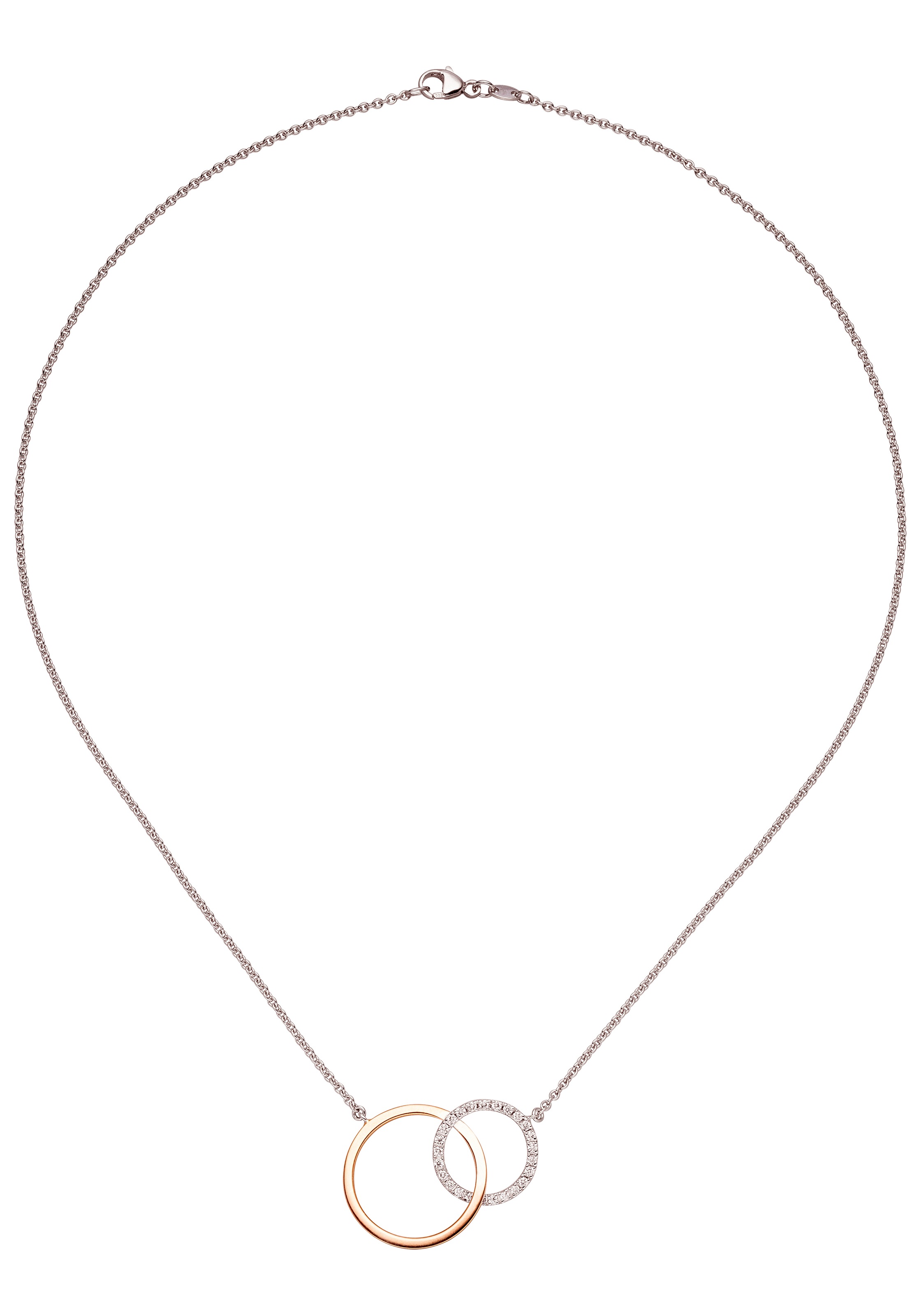JOBO Kette mit Anhänger »Zwei verschlungene Ringe« 585 Gold bicolor mit 25 Diamanten