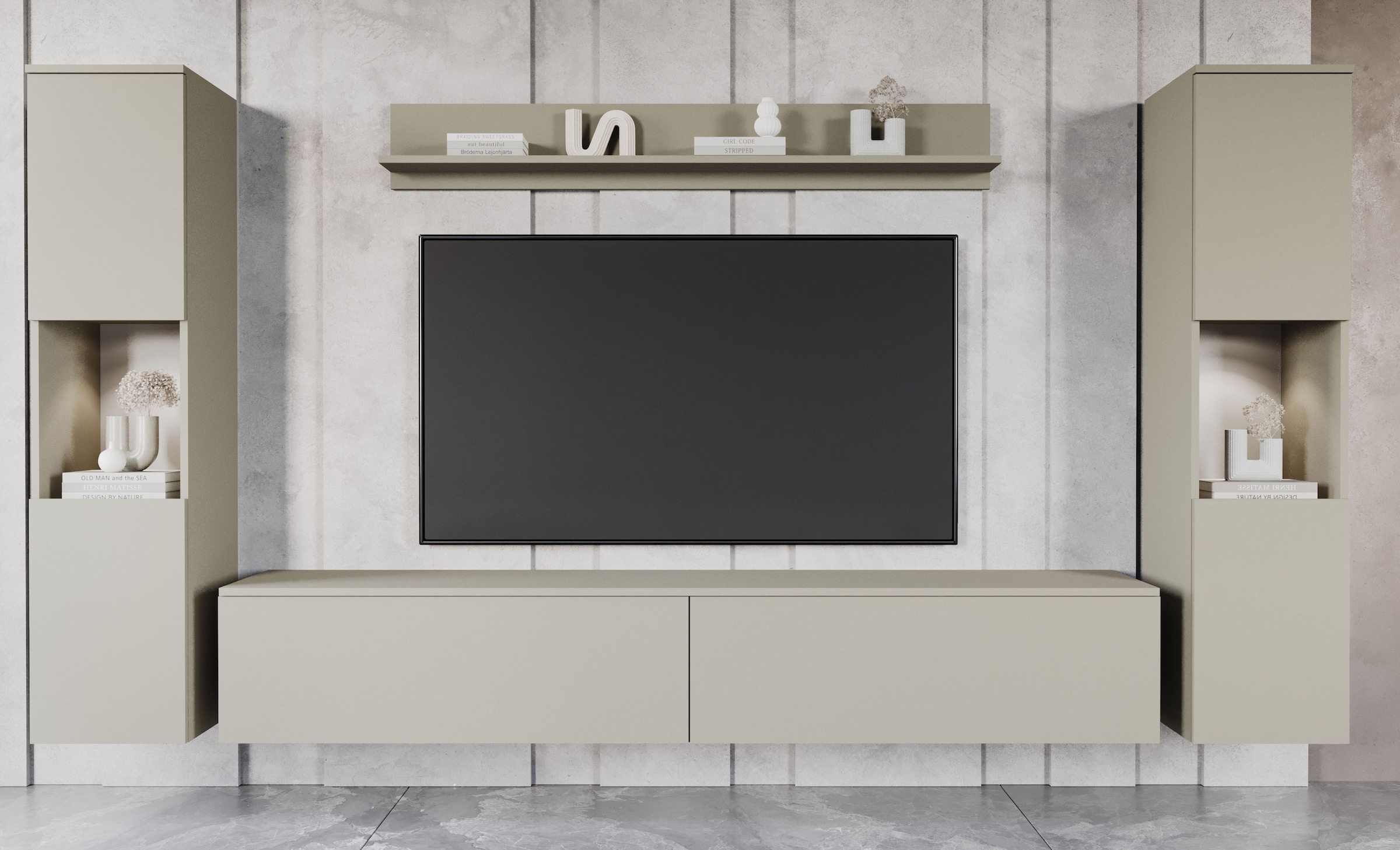 INOSIGN Wohnwand "PARIS, Vitrine Türanschlag links/rechts wechselbar", (Kom günstig online kaufen
