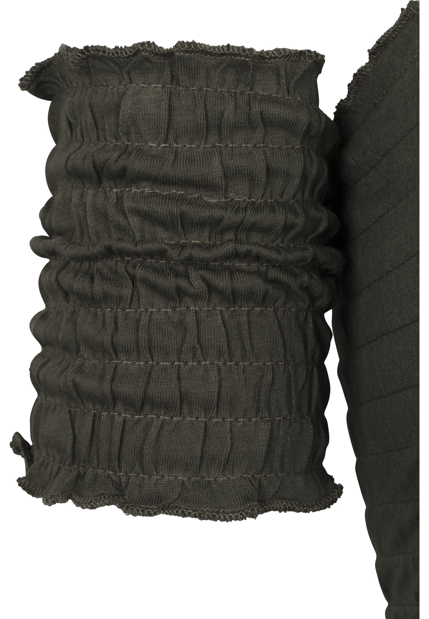 URBAN CLASSICS Yoga & Relax Shirt »Urban Classics Damen Ladies Cropped Cold Shoulder Smoke Top« 1 Stk.